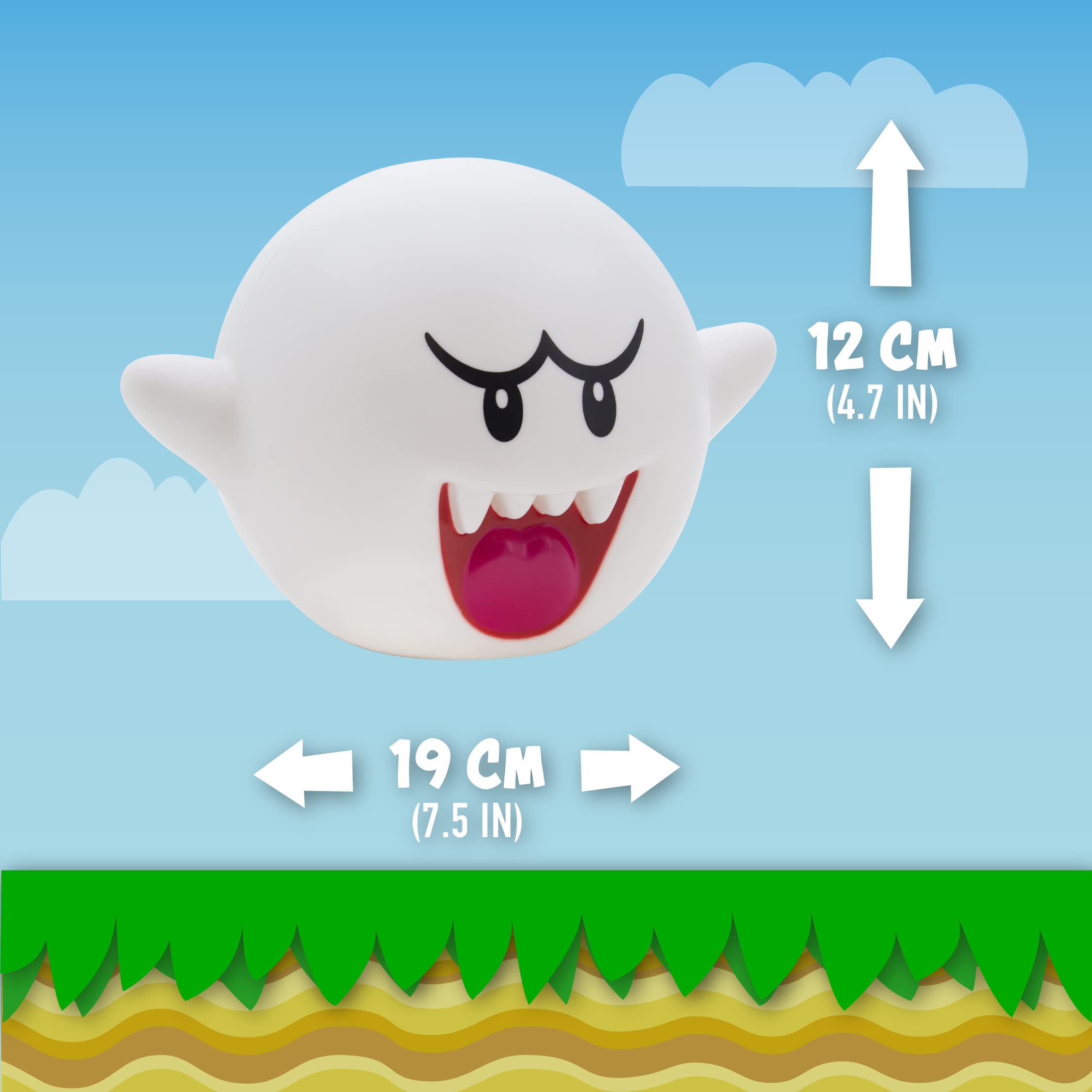 Paladone Super Mario Bros Boo Light with Sounds, 4.7 inches, White, Plastic, Model PP8017NN, Gaming Room Decor