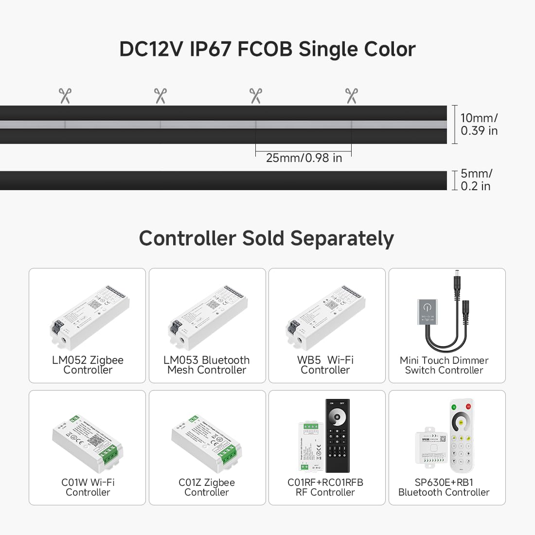 BTF-LIGHTING COB LED Strip, IP67 Waterproof, 16.4FT, DC12V, Natural White 4000K, High Density Silicone Neon Light for Indoor Decor