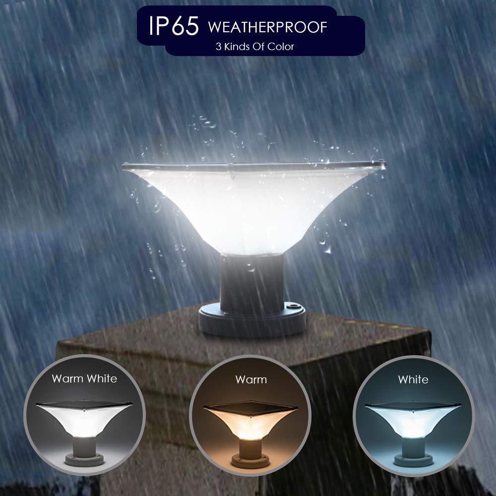 FOOYANCHO Solar Post Cap Lights - Auto On/Off Solar Powered, Fits 4x4 Posts, Black, 1 Pack, Model FOOYANCHO-SPCL-4x4-