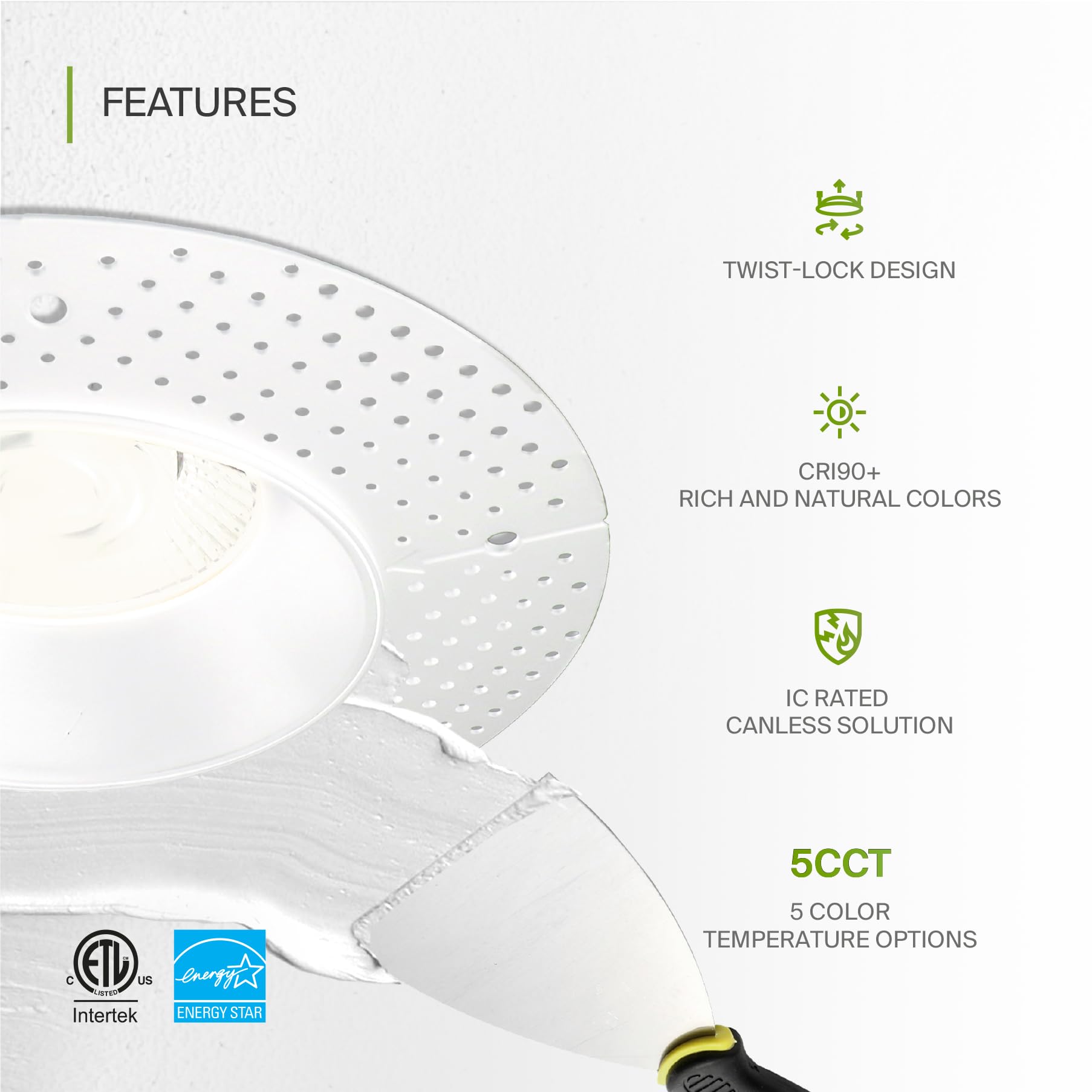 ASD Trimless LED Recessed Lighting 24W 120-277V Dimmable Downlight 6in Aluminum White 12 Pack Model A-CD-TR-MV-6D24