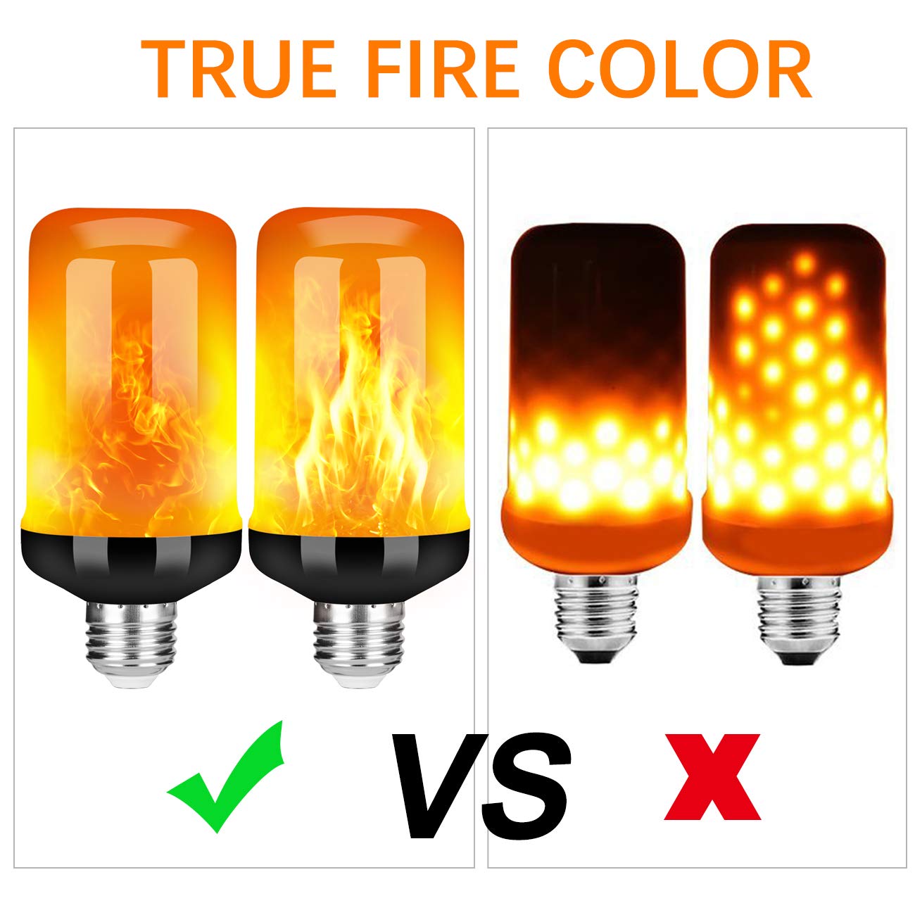 Y- Stop Led Flame Light Bulb, Upgraded 4 Modes Fire Light Bulbs With Upside Down Effect, E26 Base Flickering Light Bulbs For Hal