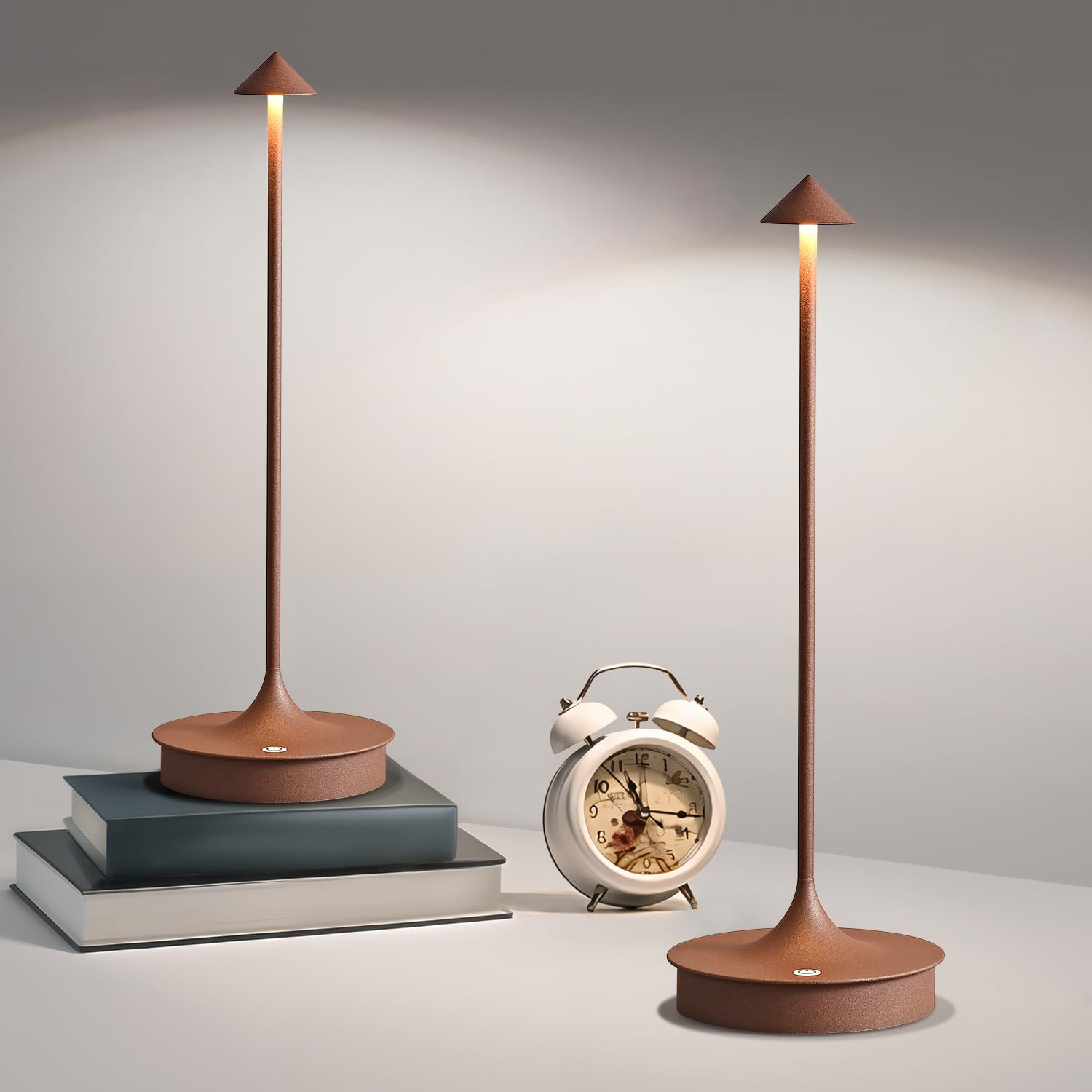 Cordless Table Lamp Rechargeable Led Battery Operated 4000Mah Table Lamp Touch Dimmable Lamp Outdoor Waterproof Portable Wireless Table Light For Dining Restaurant Bar Indoor/Outdoor Use(Brown-2Pc)