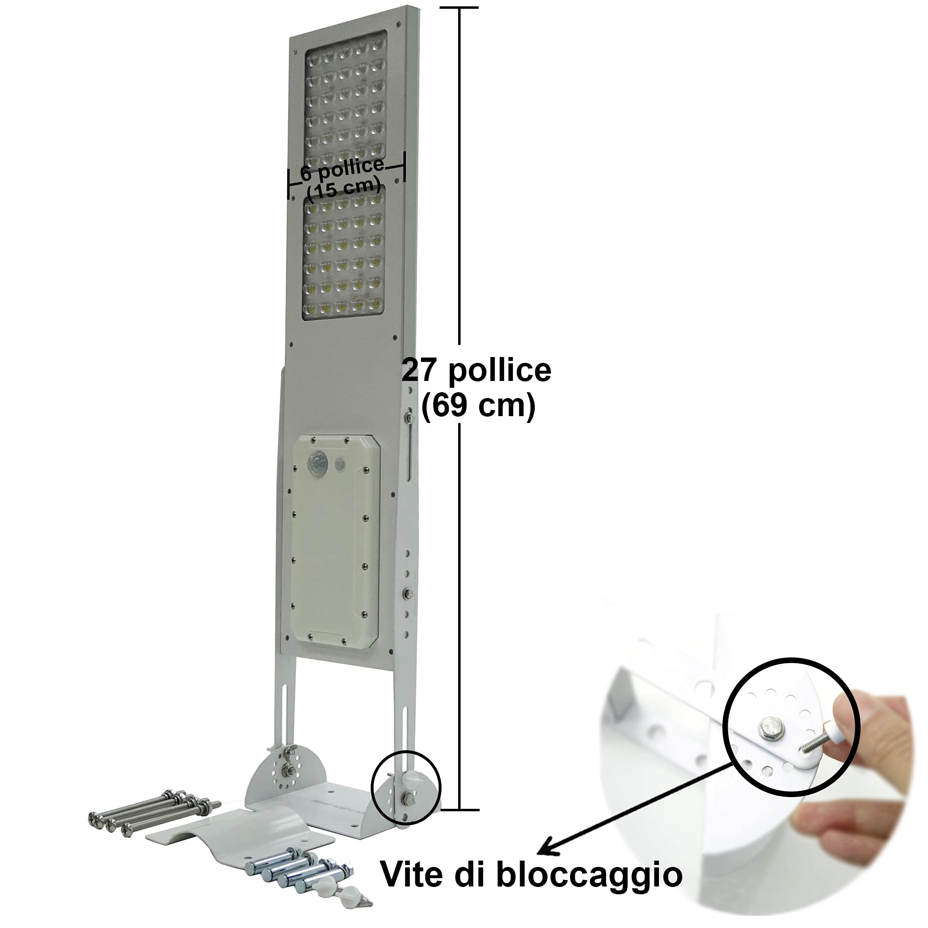 Solar Light Mart BETA 3000X Solar Street Light, Motion Sensor, Aluminum, White, Dusk to Dawn, Fits 3" Pole Diameter
