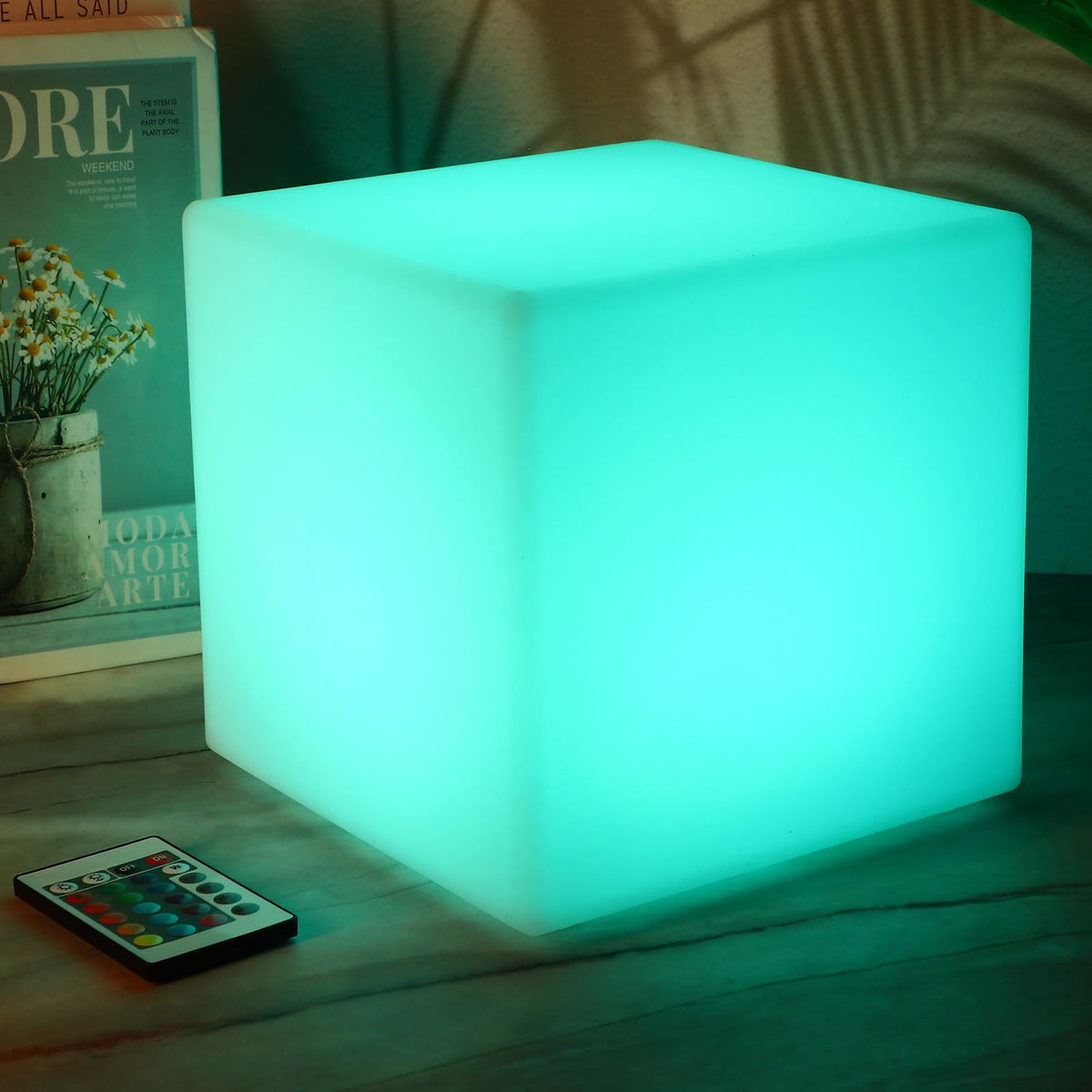 Frienda LED Mood Lamp - Waterproof Light Up Cube, 16 Colors, 8 Inch, W ...