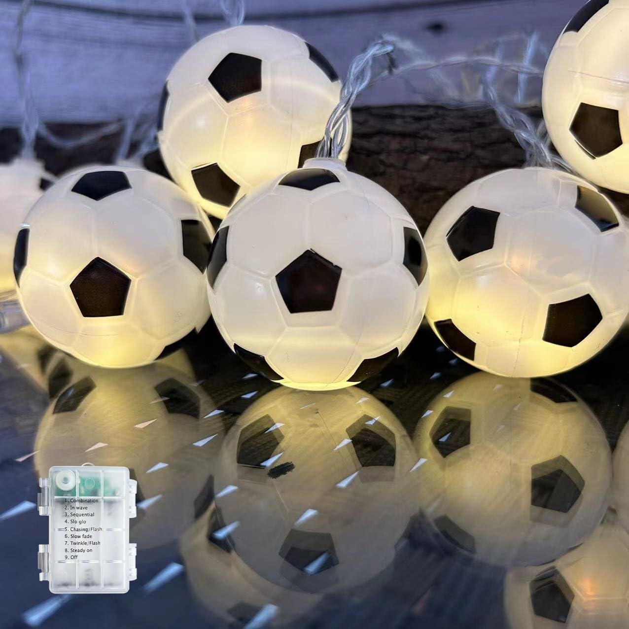 YEAMAR Football String Lights, 14ft 20 LED Sports Ball Indoor Battery Operated LED String Lights