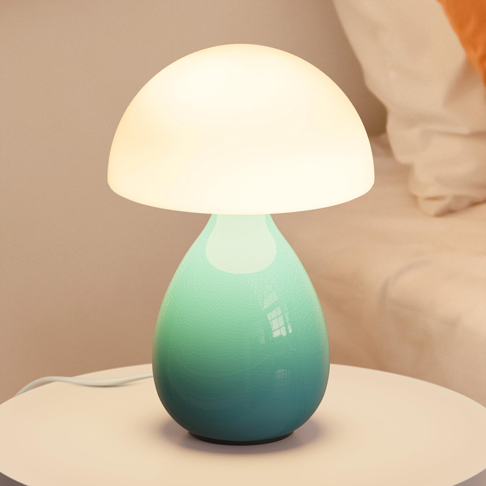Vanbolon Mushroom Side Table Lamp, Mini Modern Lamp Small Vintage Table Bedside Nightstand Light, Small Light Dimmable For Bedro