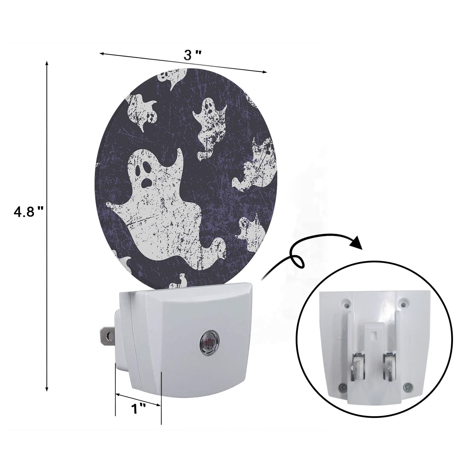 Axayaz Ghost Night Light Plug Into Wall Halloween Scary Skull Ghosts Spirit In Vintage Doodle Purple White Auto Sensor Led Dusk To Dawn Light For Bedroom Staircase