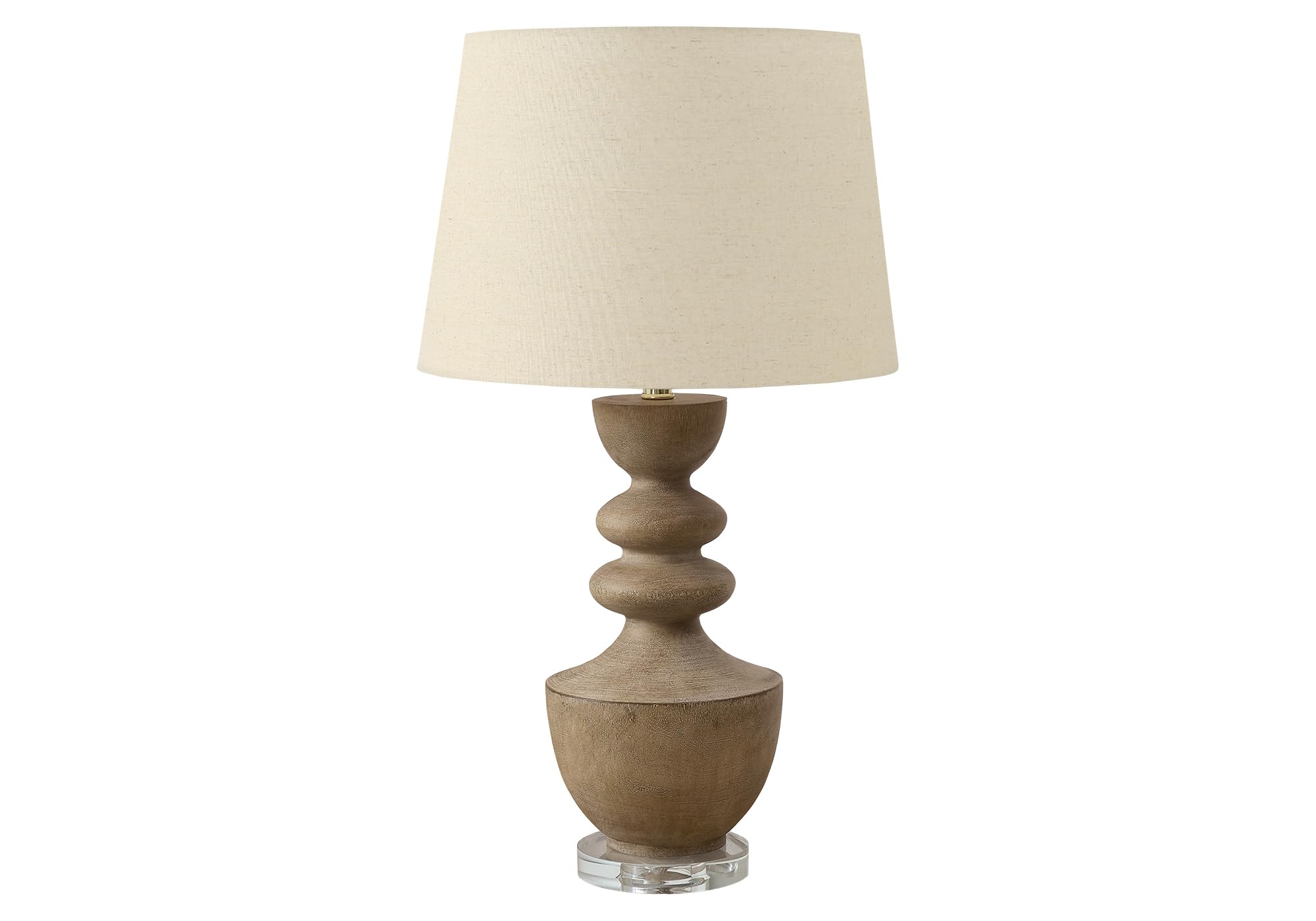 Monarch Specialties Table Lamp I 9920, 28in H, Brown Resin, Beige Shade, 16inL x 16inW