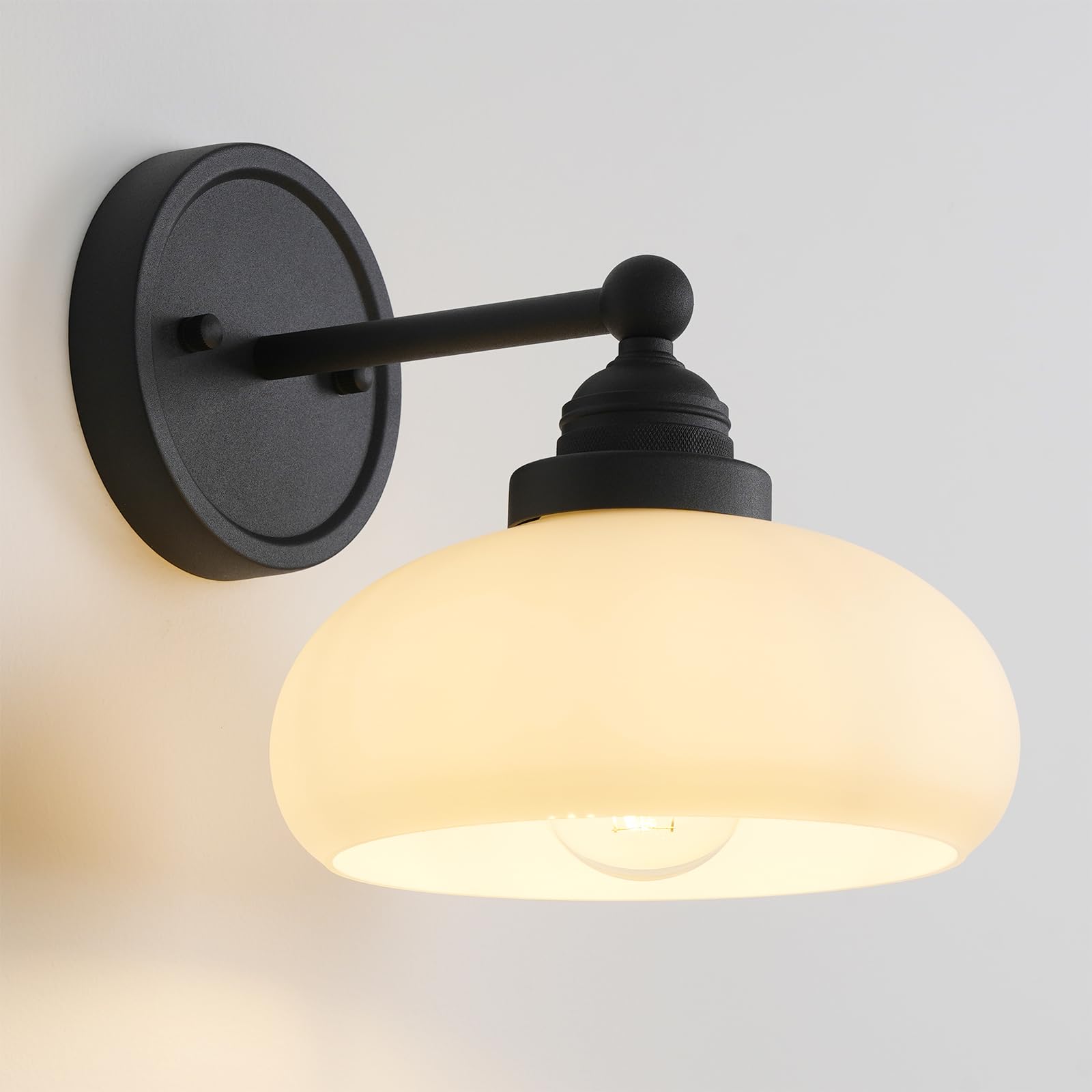 Songcilt Vintage Industrial Sconce Wall Lighting With Milk White Glass Shade, Bathroom Vanity Wall Mounted Lamp Fixture For Livi