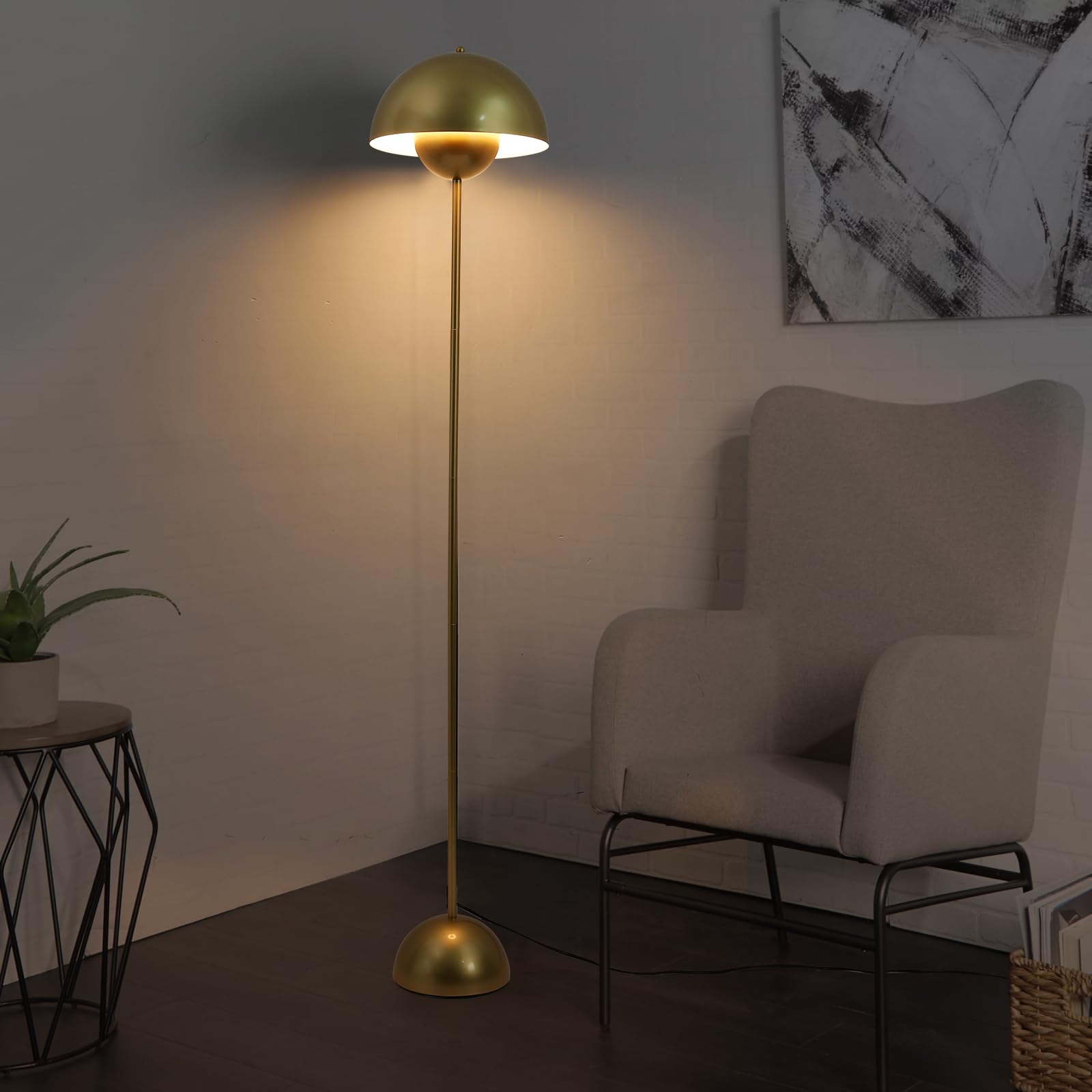 Cosylux Modern Floor Lamp For Living Room, Industrial Tall Standing Lamp For Bedroom, Metal Shade Reflecting Light Reading Floor