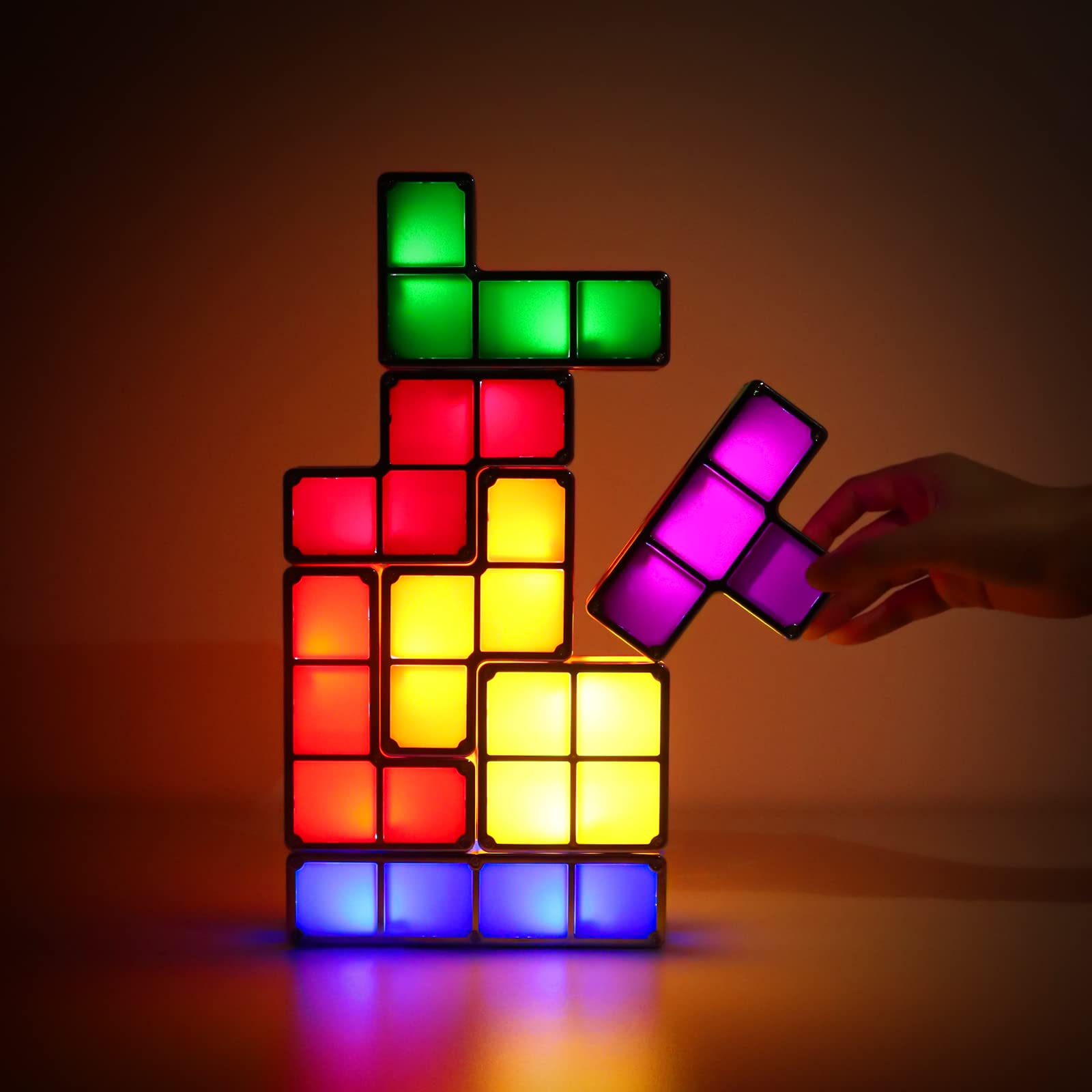 Veeki 3D Puzzles Night Light For Kids - Stackable Led, 7 Colors, Induction Desk Lamp, Us Plug