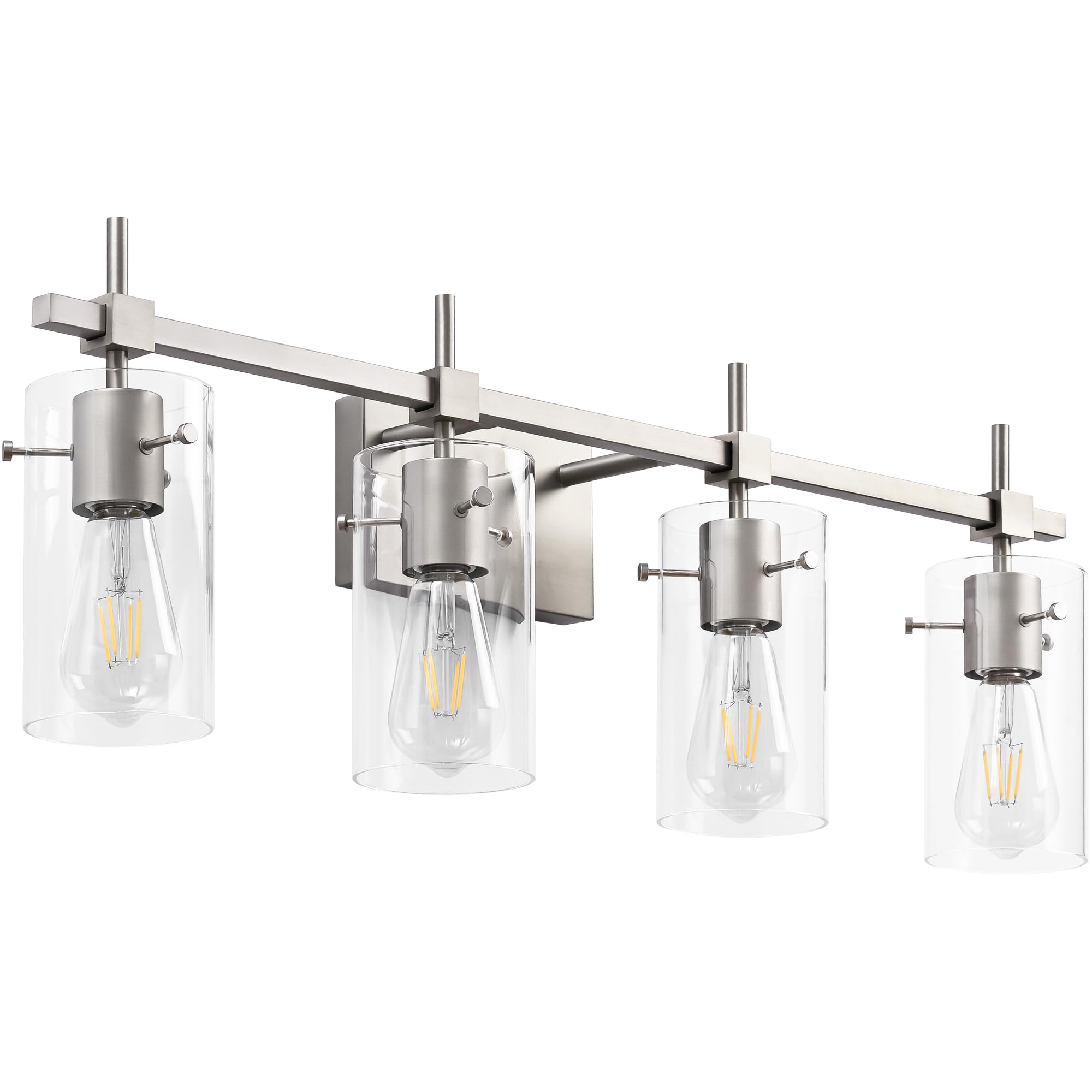 Solfart 4 Light Bathroom Vanity Lights Bathroom Lights Over Mirror Vintage Bath Lighting Brushed Nickel Wall Sconce With Glass S