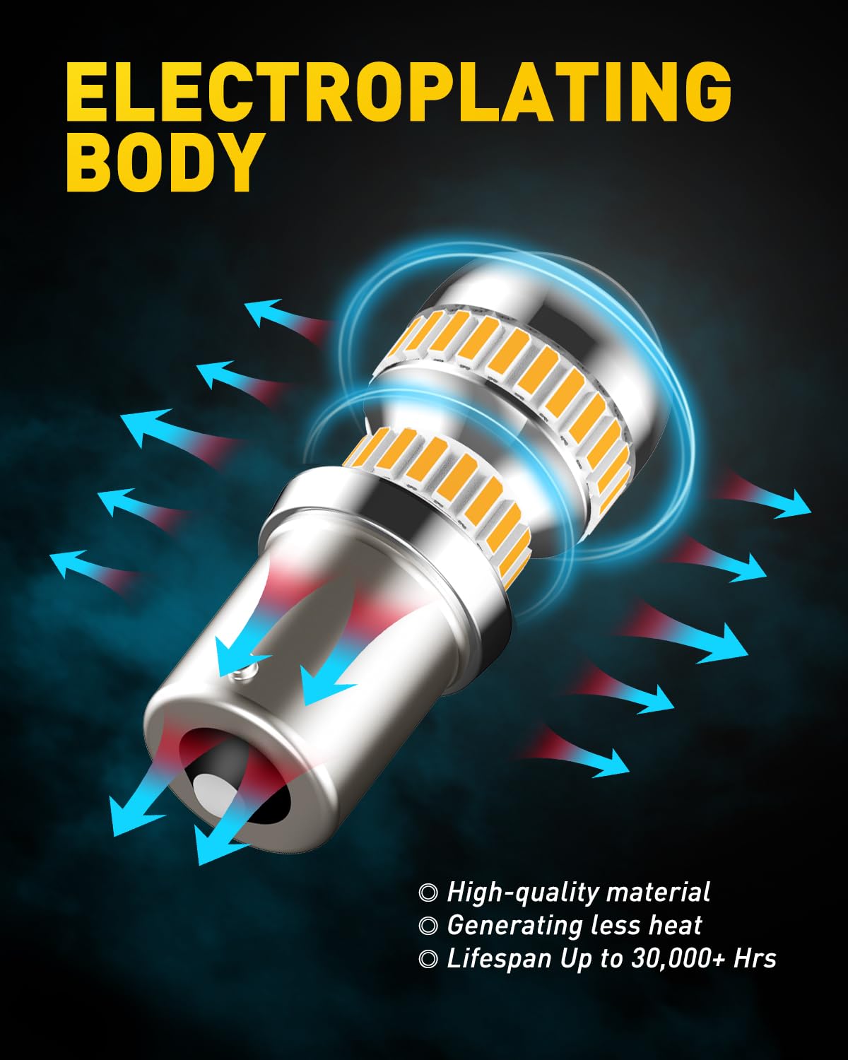 AUXITO 1156 LED Bulbs, Super Bright Amber Yellow, Pack of 2, BA15S P21W, for Turn Signal and Parking Lights