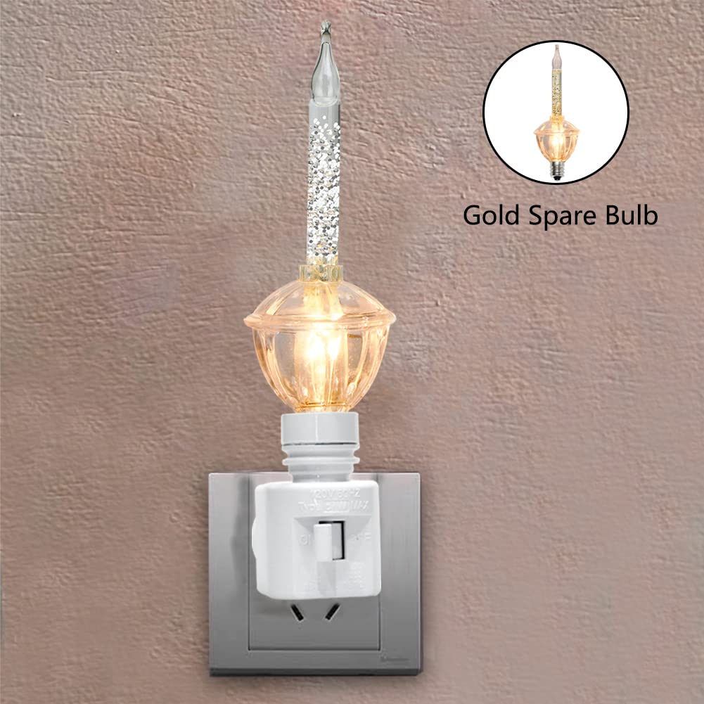 GOOTHY Christmas Silver Bubble Light Night Lights - 2 Vintage 5W Bulbs, E12 Base, Glitter Fluid, 1 Pack
