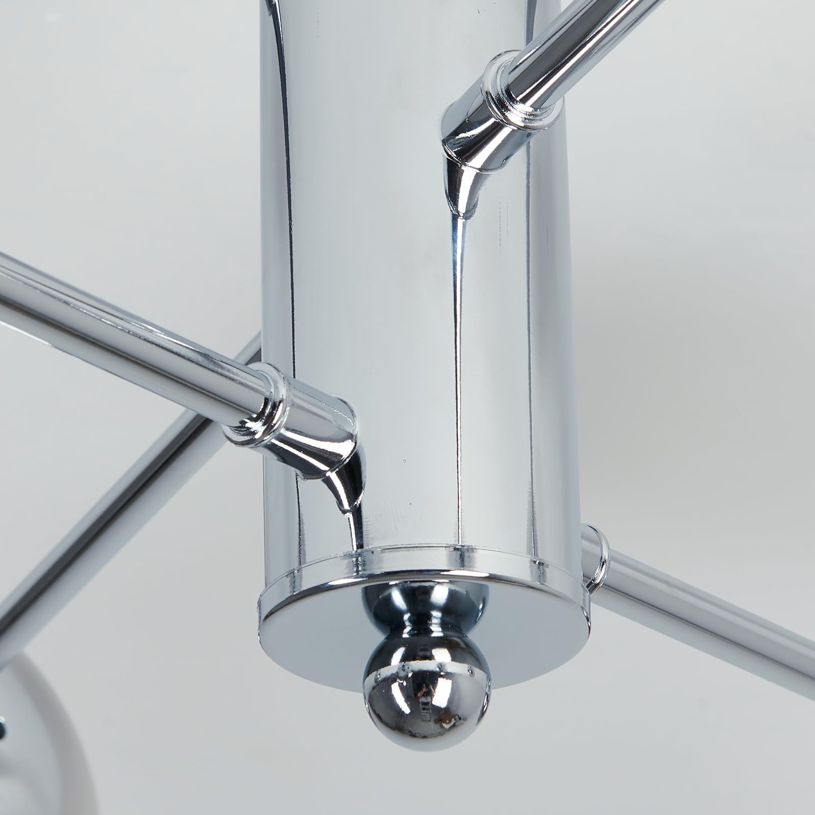 Hesoge Modern Sputnik Ceiling Lights 6 Light Semi Flush Mount Ceiling Fixture With Glass Globes Chrome Chandelier For Dining Room Bedroom Living Room Kitchen Farmhouse.