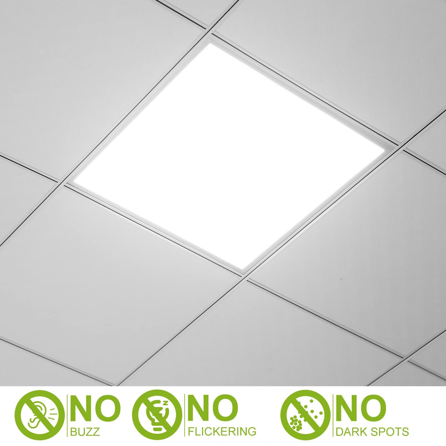 TeqHome LED Flat Panel Light 2x2 ft, 48W, 5800LM, White, Aluminum, Model LP-2022, 2 Pack