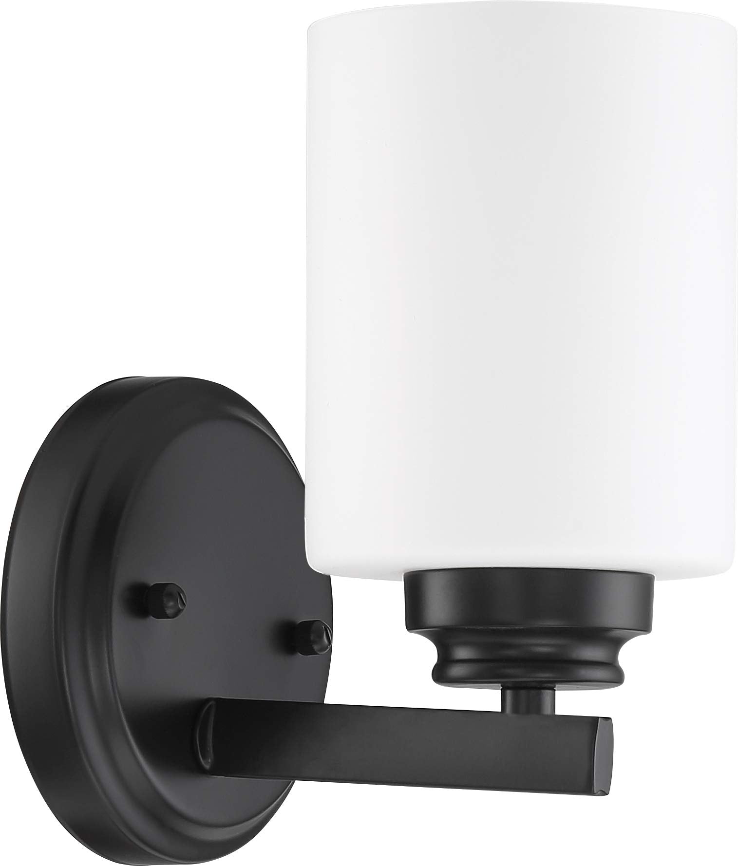 Craftmade Wall Sconce, 1-Light 100W, Flat Black, White Frosted Glass, Model 50501-FB-WG