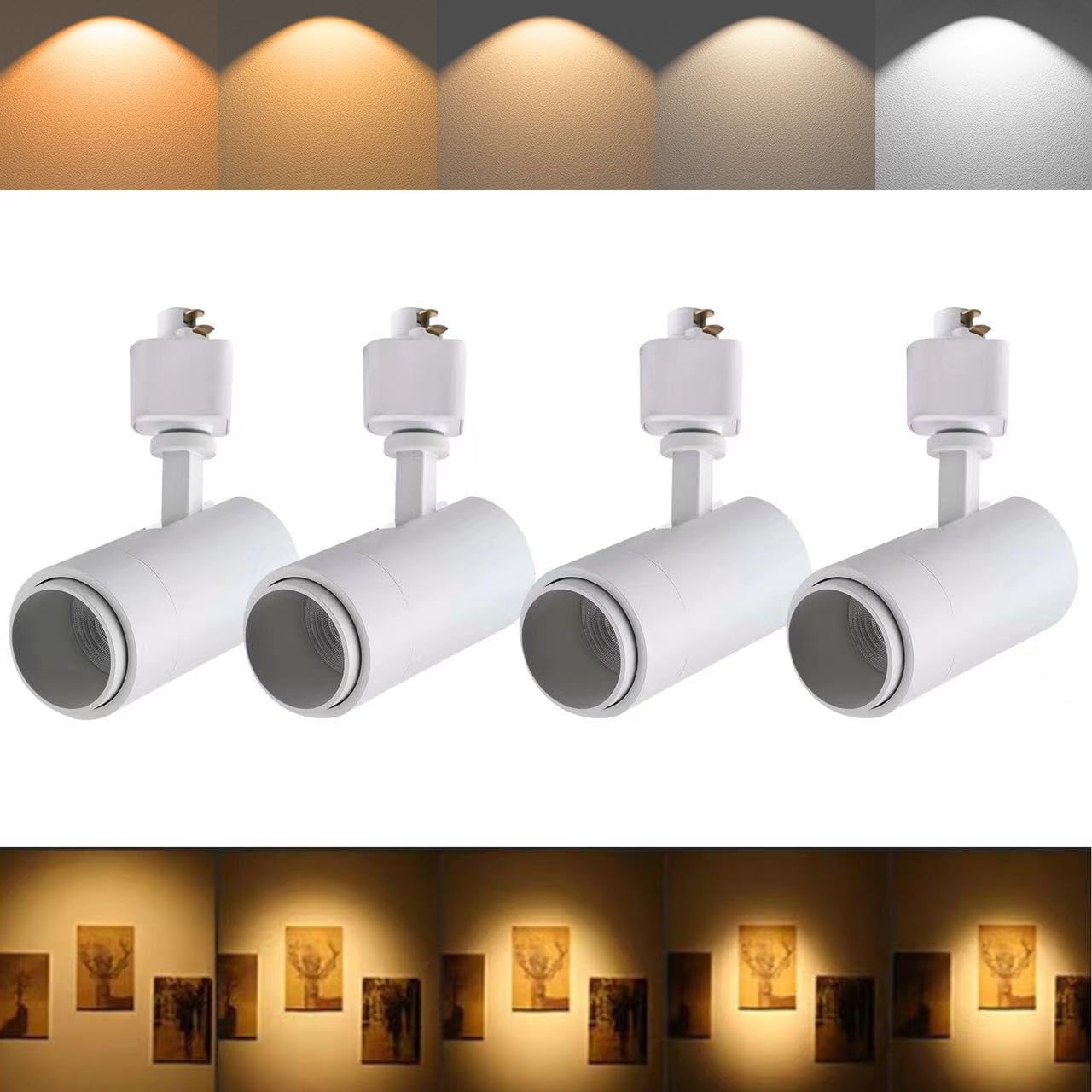 Ajbvp 5Cct Led Track Lighting Heads 12W Dimmable,Zoomable Beam15°/24°/36°/45°/60°,2700K/3000K/3500K/4000K/5000K,Single Circuit H Track Lighting Heads Ceiling Fixtures Art Lighting,White-4Pack