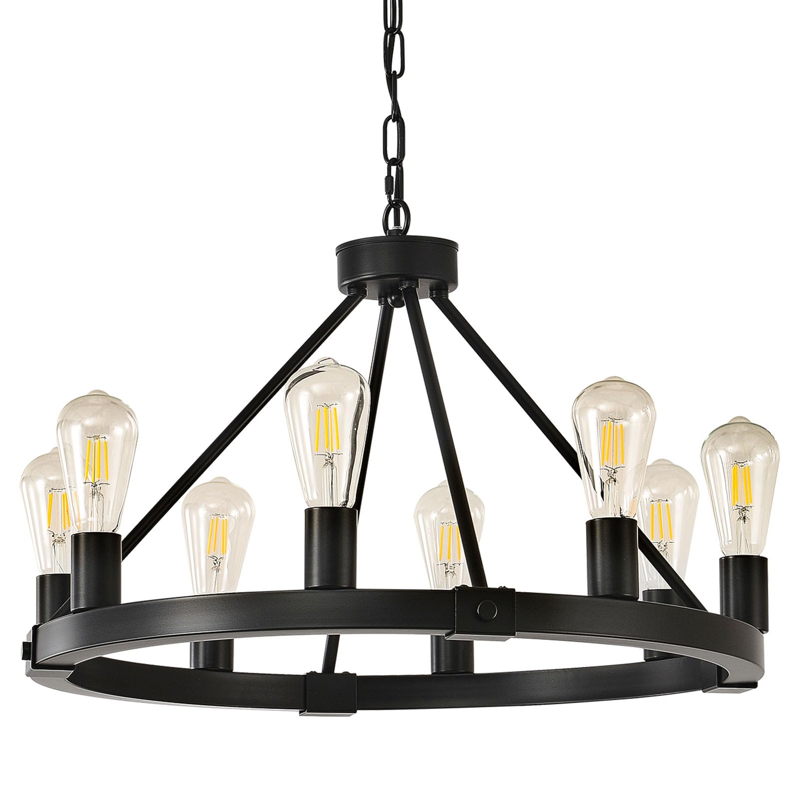 Loftplus Black Modern Farmhouse Wagon Wheel Chandelier For Dining Room Light Fixtures 8 Lights Chandeliers For Living Room Kitch