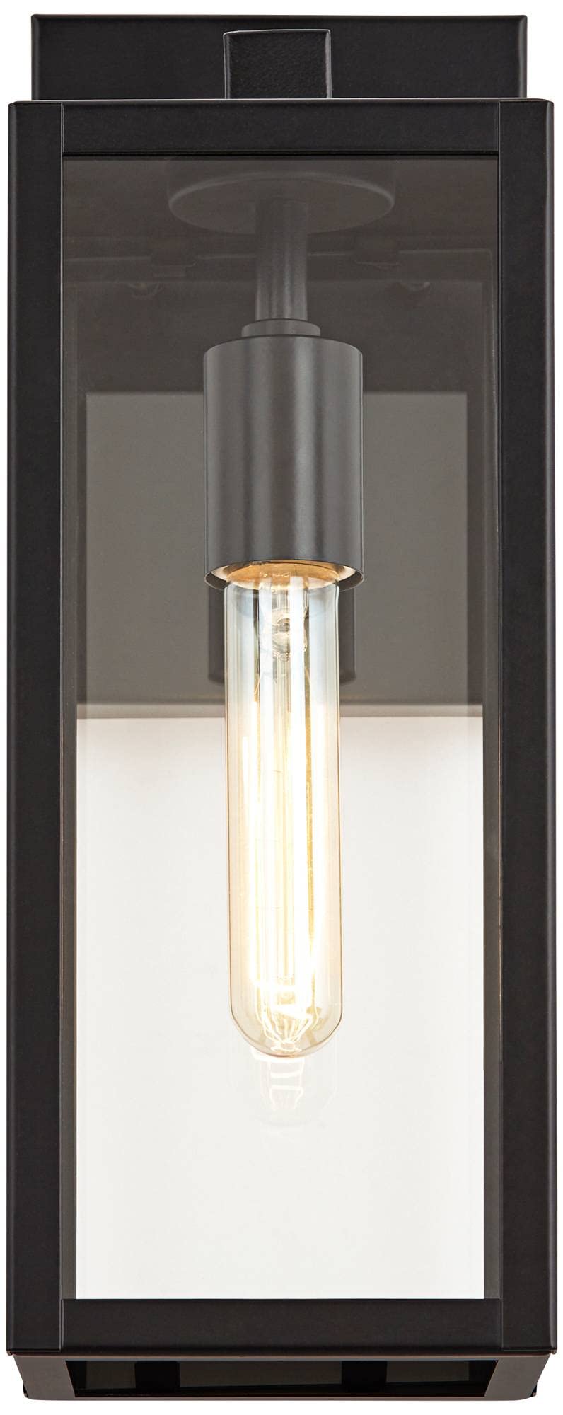 John Timberland Titan Outdoor Wall Light Fixture, Metal, 14.25in, Black, Clear Glass Panel for Porch, Yard, Garage, Garden