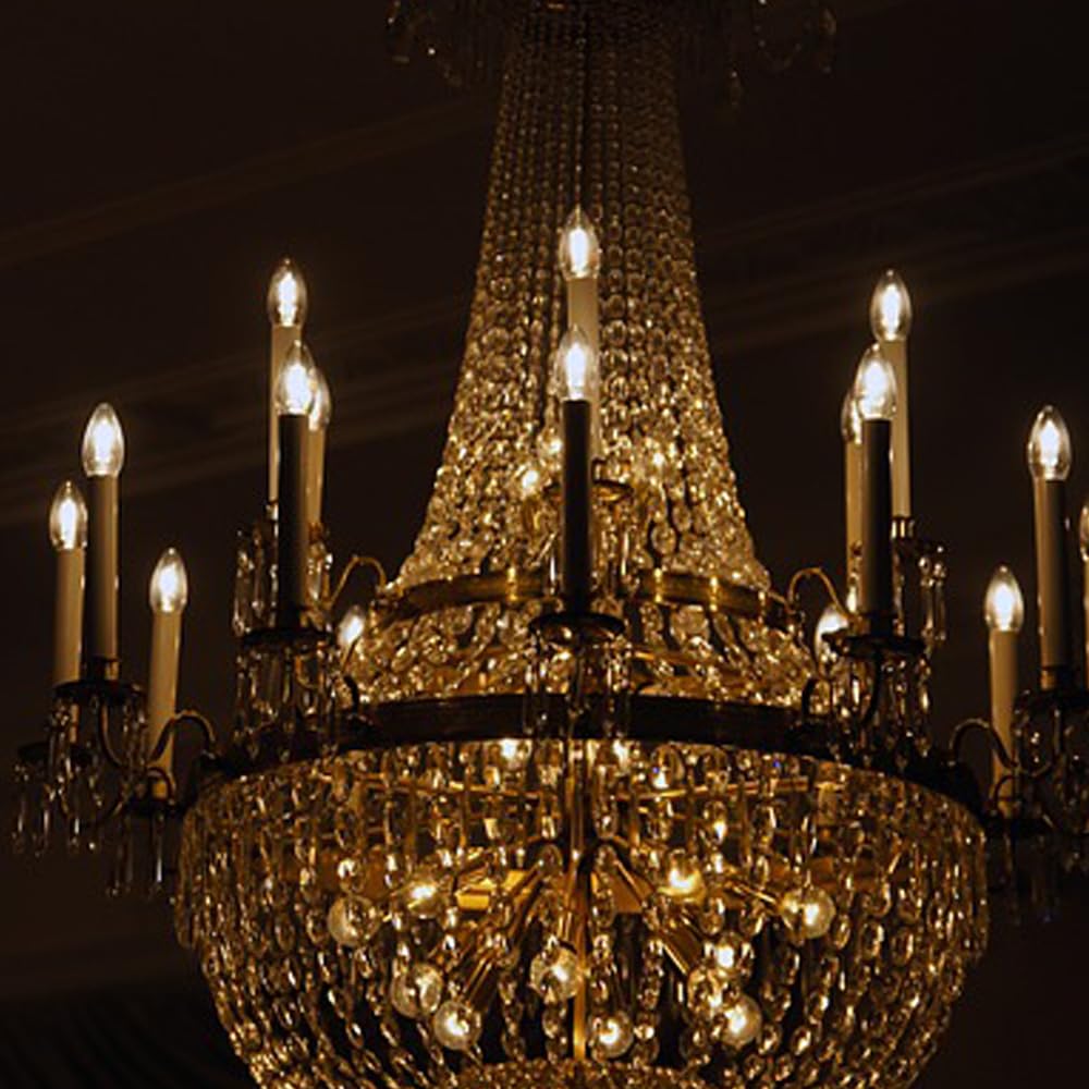NETEHA 12 Pack Candelabra Torpedo 25W E12 Vintage Light Bulbs, 2700K Warm White Dimmable Glass for Chandeliers and Ceiling Fans