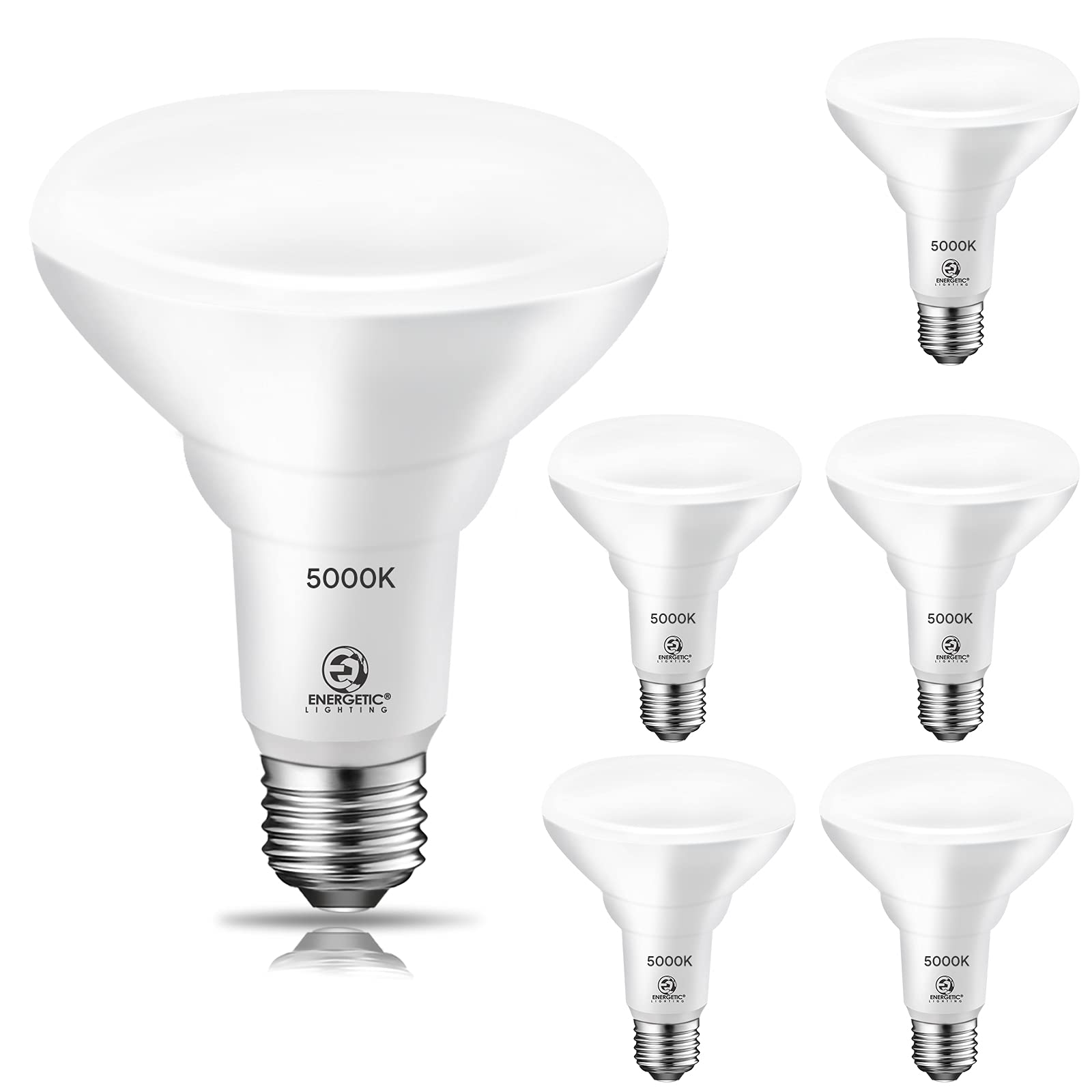 Energetic 6 Pack Led Flood Light Bulbs, 900Lm, 11W=75W, Dimmable Led Can Light Bulbs, Daylight 5000K, E26 Base, Ul Listed, Damp 