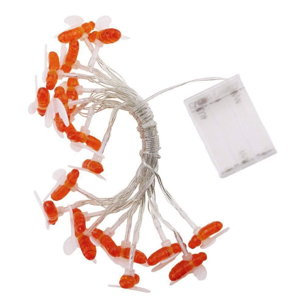 Quace Christmas Halloween Festival LED String Lights Curtain Honey Bee Battery Powered Fairy Lights House Party Decor (16 LED, W