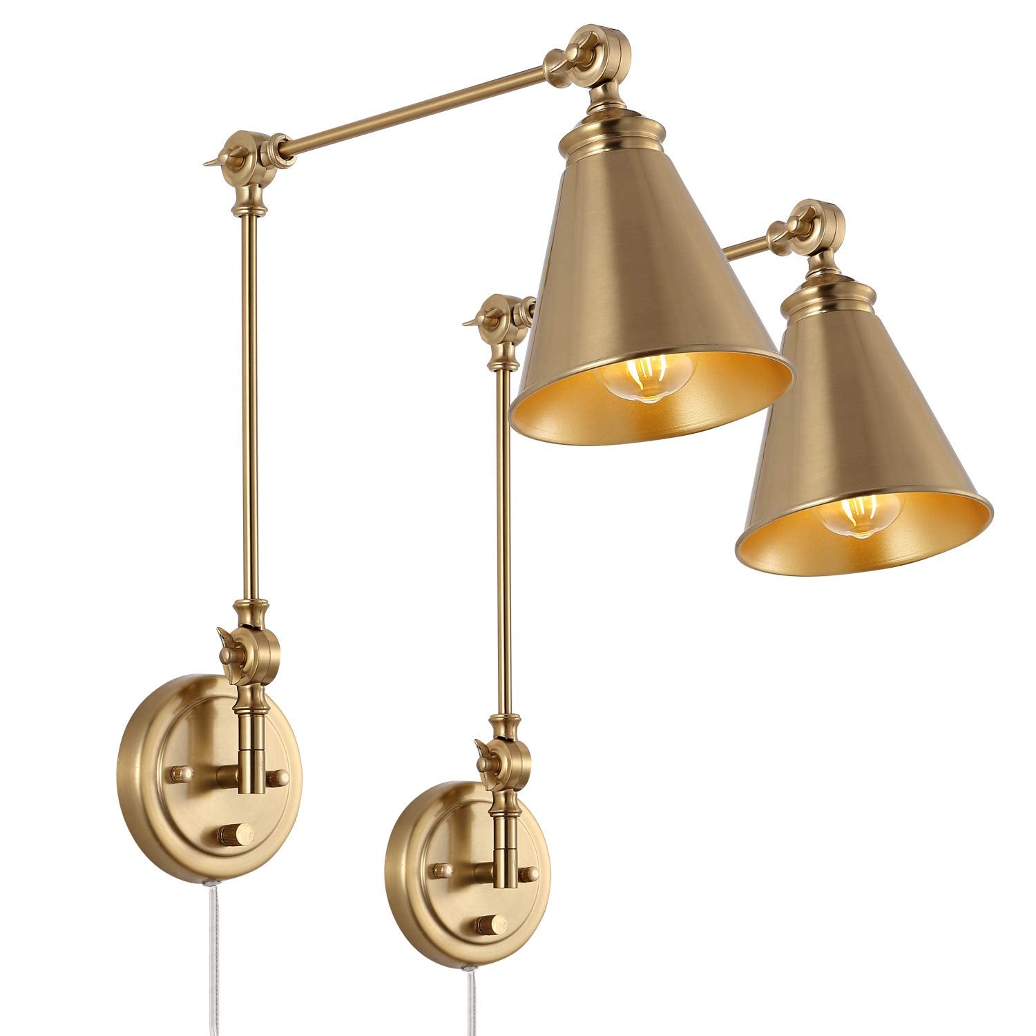 WINGBO Farmhouse Swing Arm Wall Sconce Set of 2, Industrial Adjustable Wall Lamp Light Fixture for Living Room Bedroom Vanity St