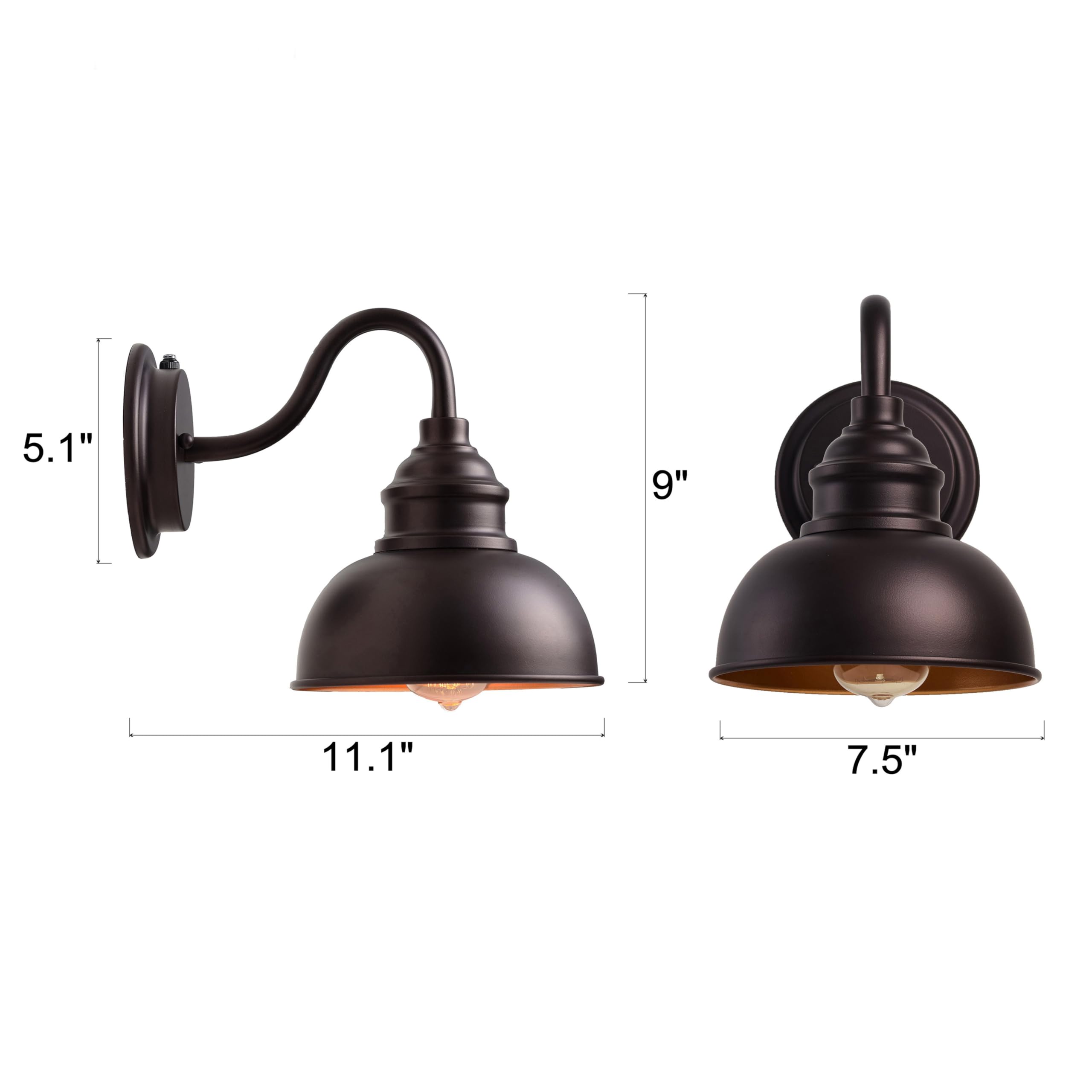 ACLand Oil Rubbed Bronze Dusk to Dawn Outdoor Lights 2 Pack, 9 Inch Farmhouse Barn Lights Outdoor,Outside Wall Light for House,