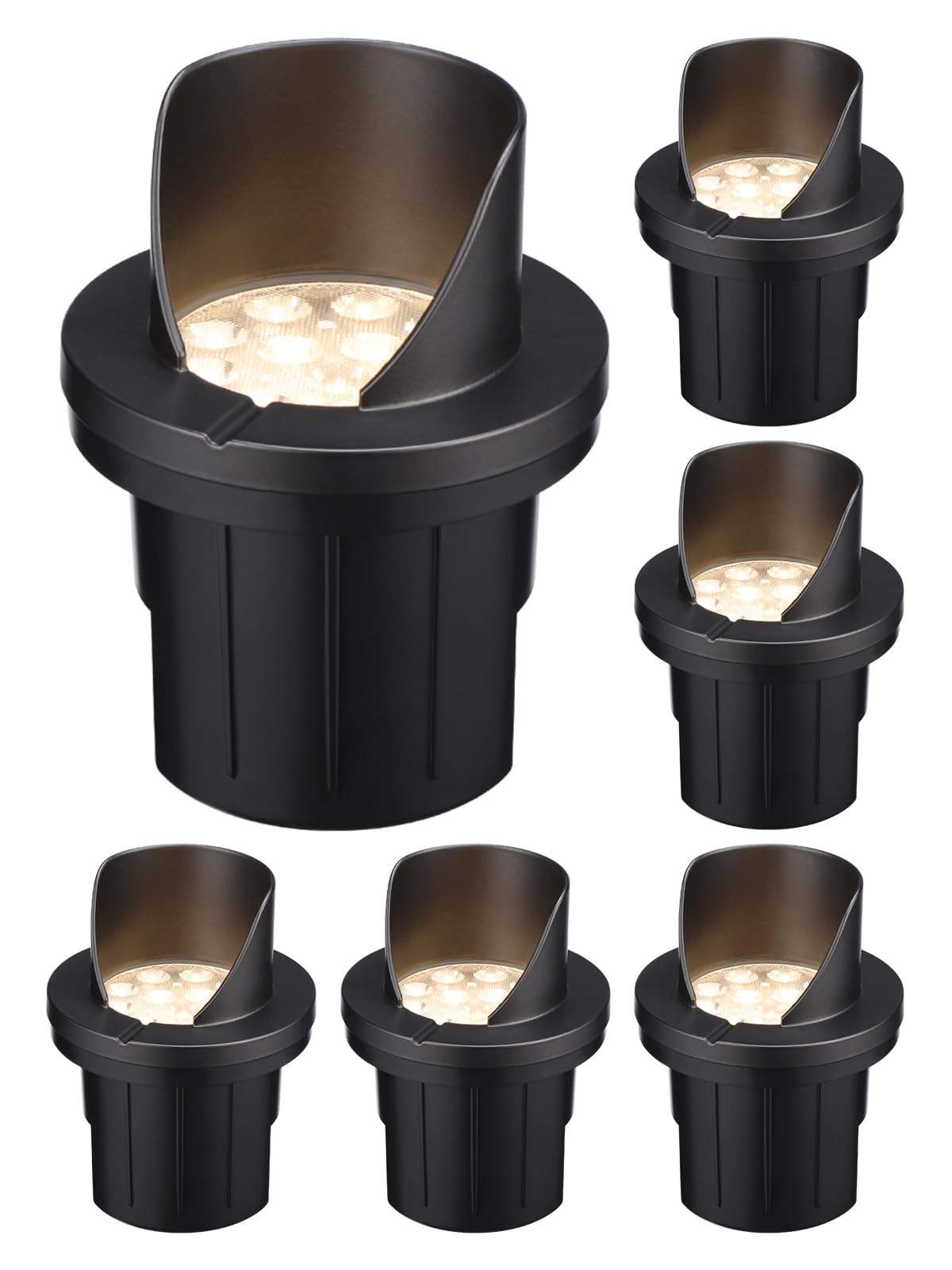 LEONLITE 6W LED Well Lights Landscape, IP67, Aluminum, 3000K, Black, 5.15 Inch, Pack of 6, Model 85753