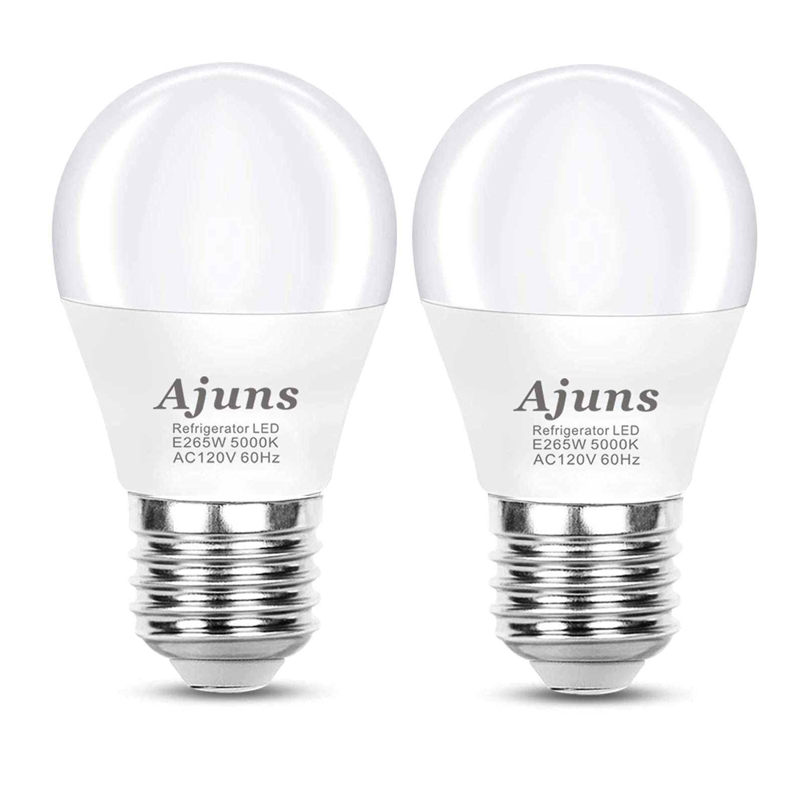 Ajuns LED Refrigerator Light Bulbs 5W Daylight White 5000K E26 2-Pack Waterproof A15 Model AJ-09