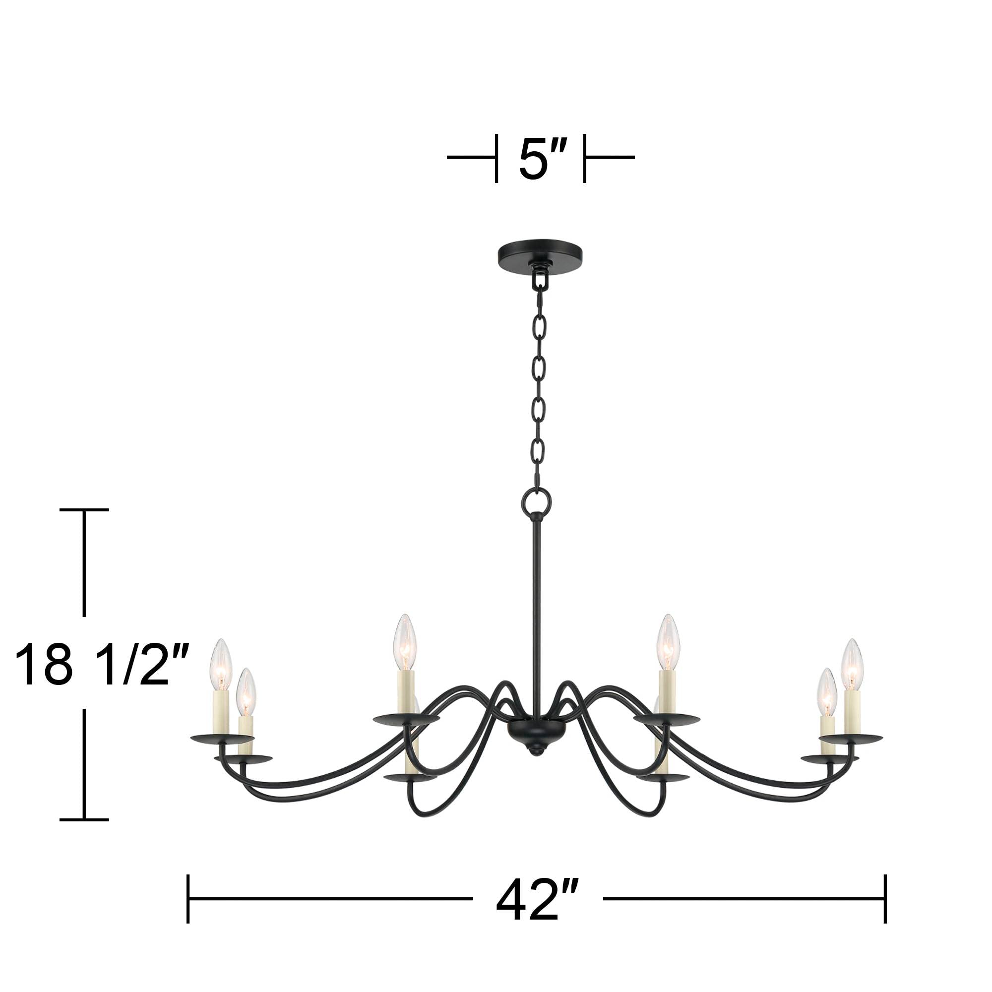 Franklin Iron Works 42" Black Hanging Chandelier - 8-Light Rustic Farmhouse Fixture for Dining Room, Foyer, Kitchen, High Ceilings