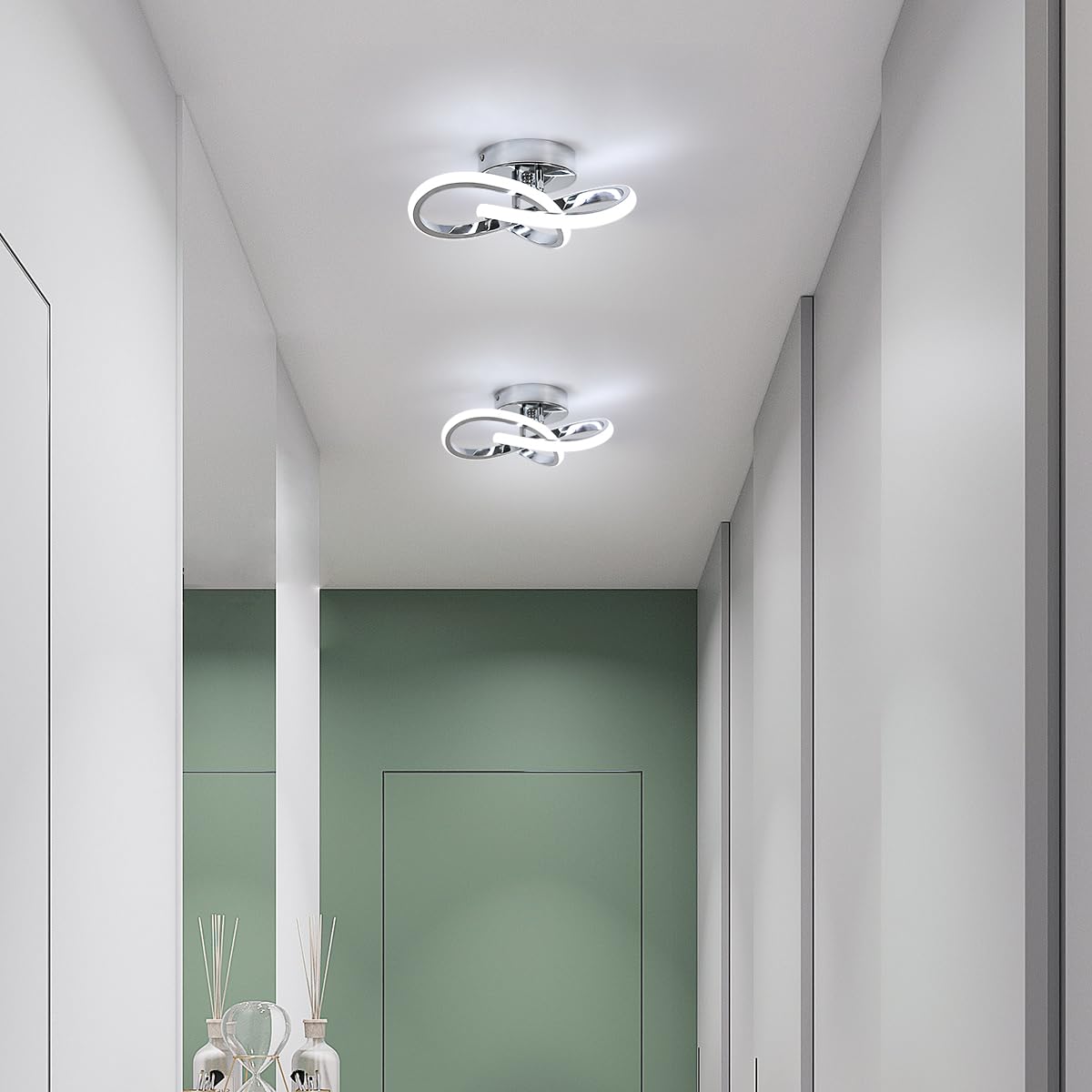Daxgd Modern Led Ceiling Light, 22W Led 6500K Cool White Spiral Design Hallway Ceiling Light Fixtures For Corridor Aisle Balcony