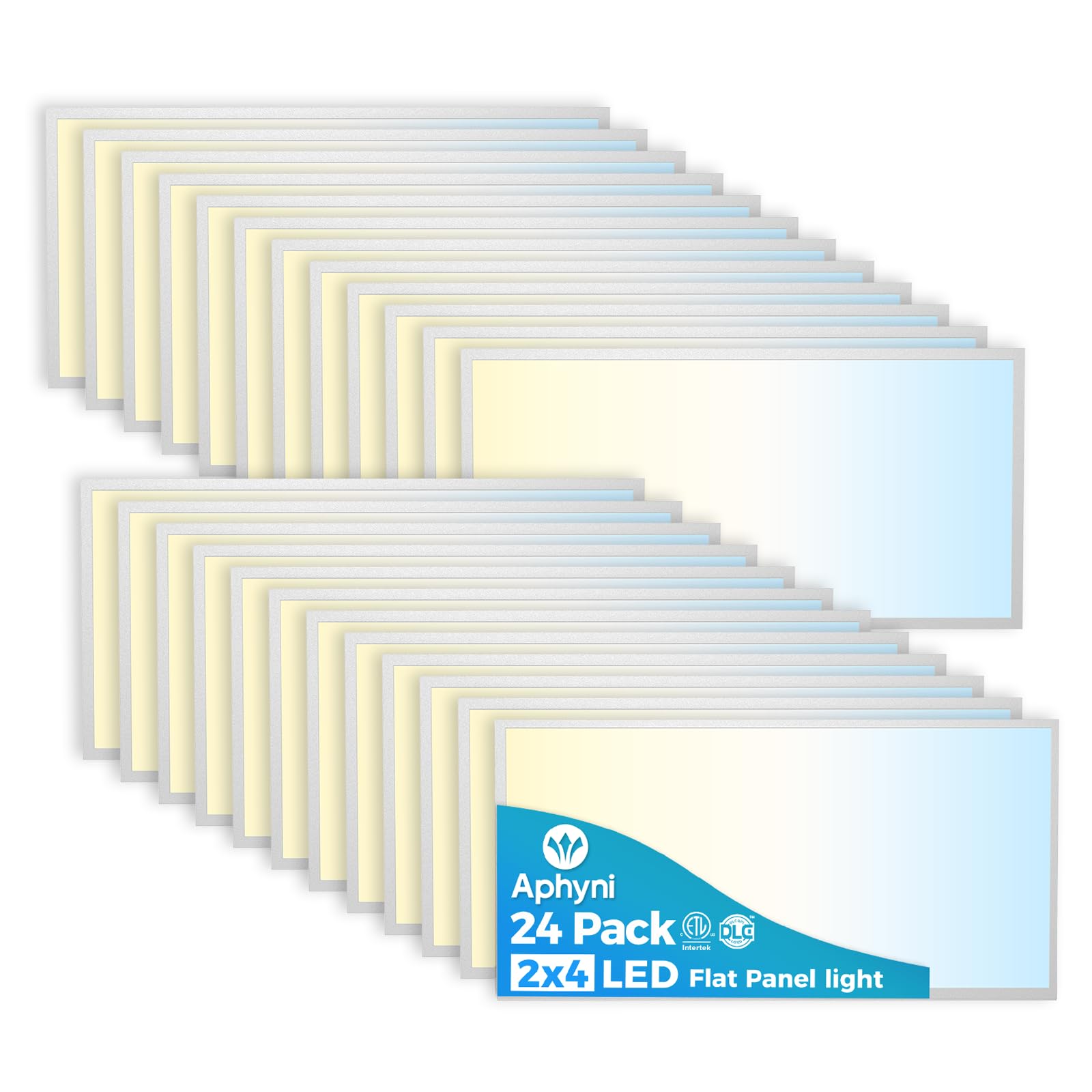 Aphyni 24Pack 2X4 Led Flat Panel Light, 50W 6600Lm Drop Ceiling Light Fixture, Selectable Color Temperature 4000K/5000K/6000K, 5
