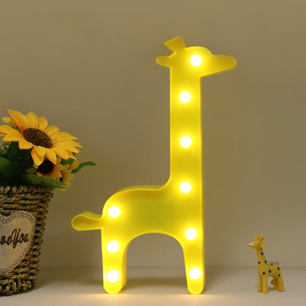 GUOCHENG Giraffe LED Night Light - Warm White Table Lamp for Kids, Yellow Plastic Decoration