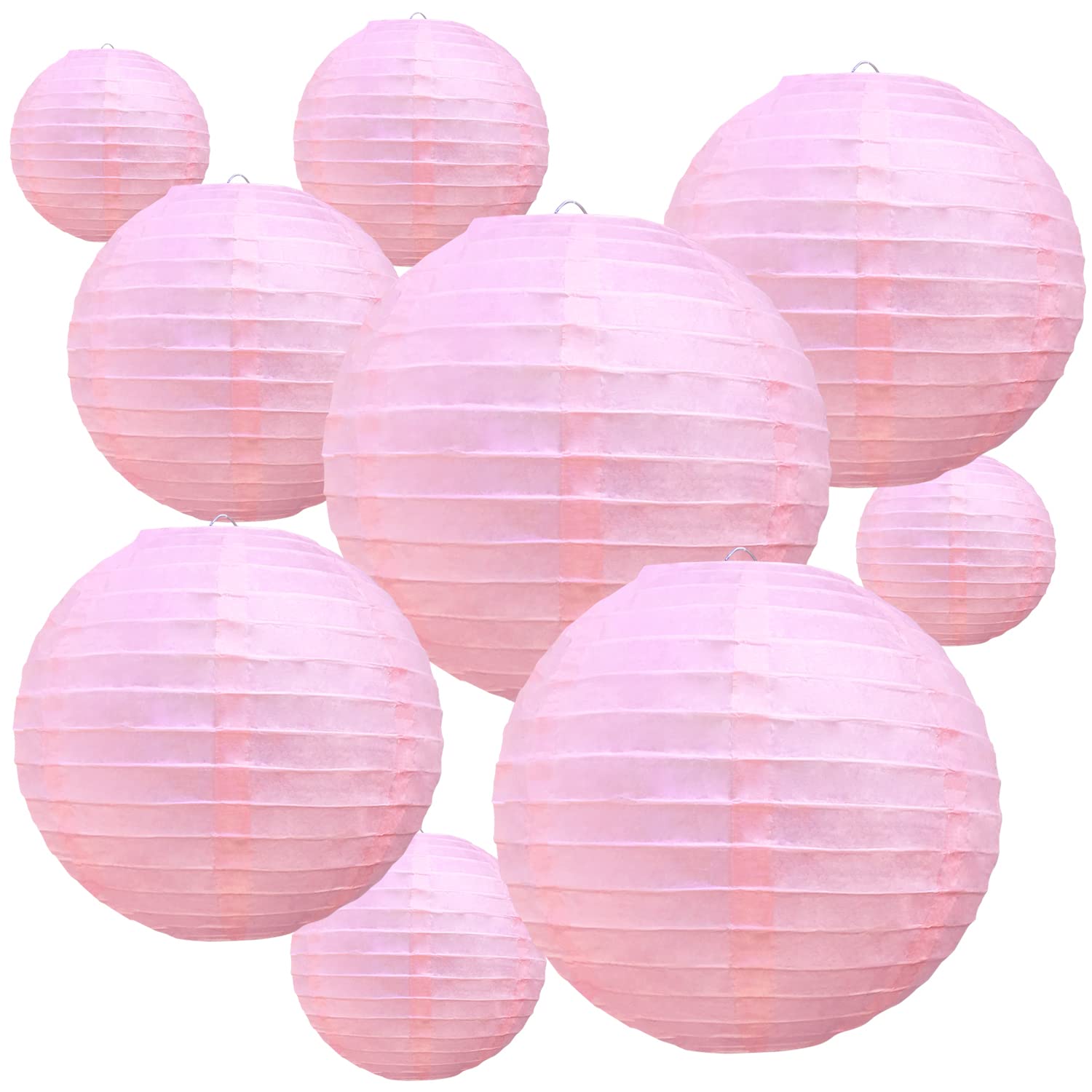 Beishida Pink Round Paper Lanterns - 10 Pack Decorative Chinese Lanterns For ValentineS, Birthdays, Weddings, And Baby Showers