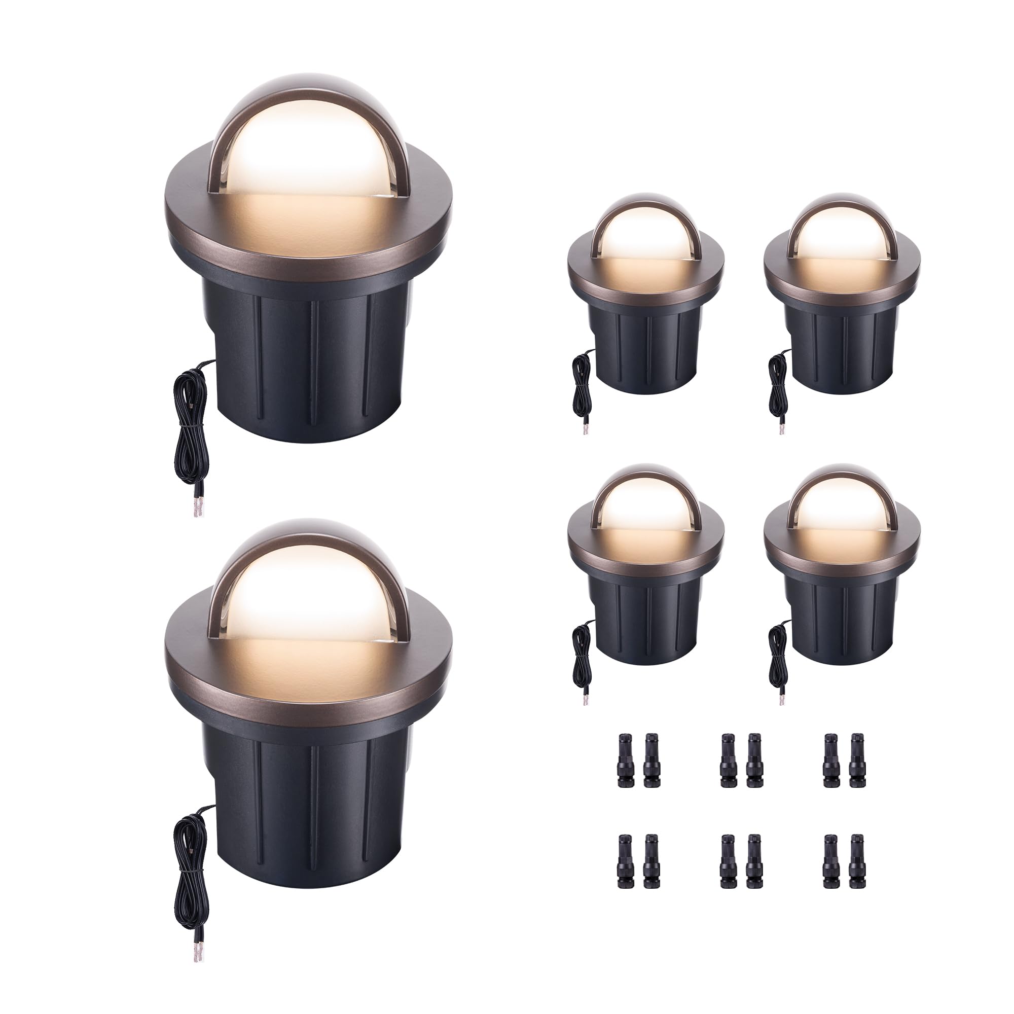 Varmtalys Landscape Well Light, 6W LED In Ground Lights, 12V Waterproof, Oil Bronze, 6 Pack