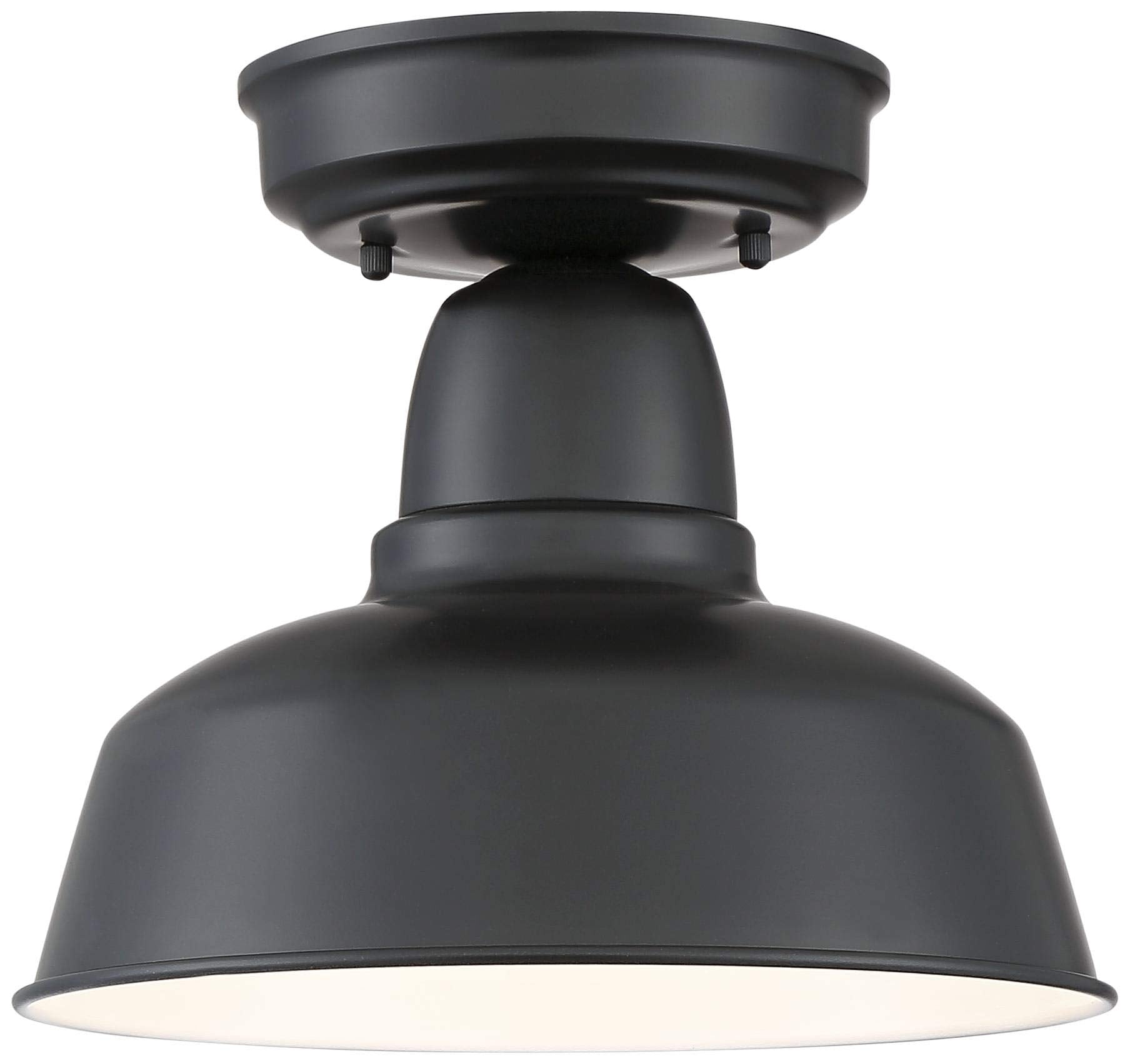 John Timberland Urban Barn Outdoor Ceiling Light Black Metal 10.25in Semi Flush Mount Fixture for Porch Patio Garage Garden