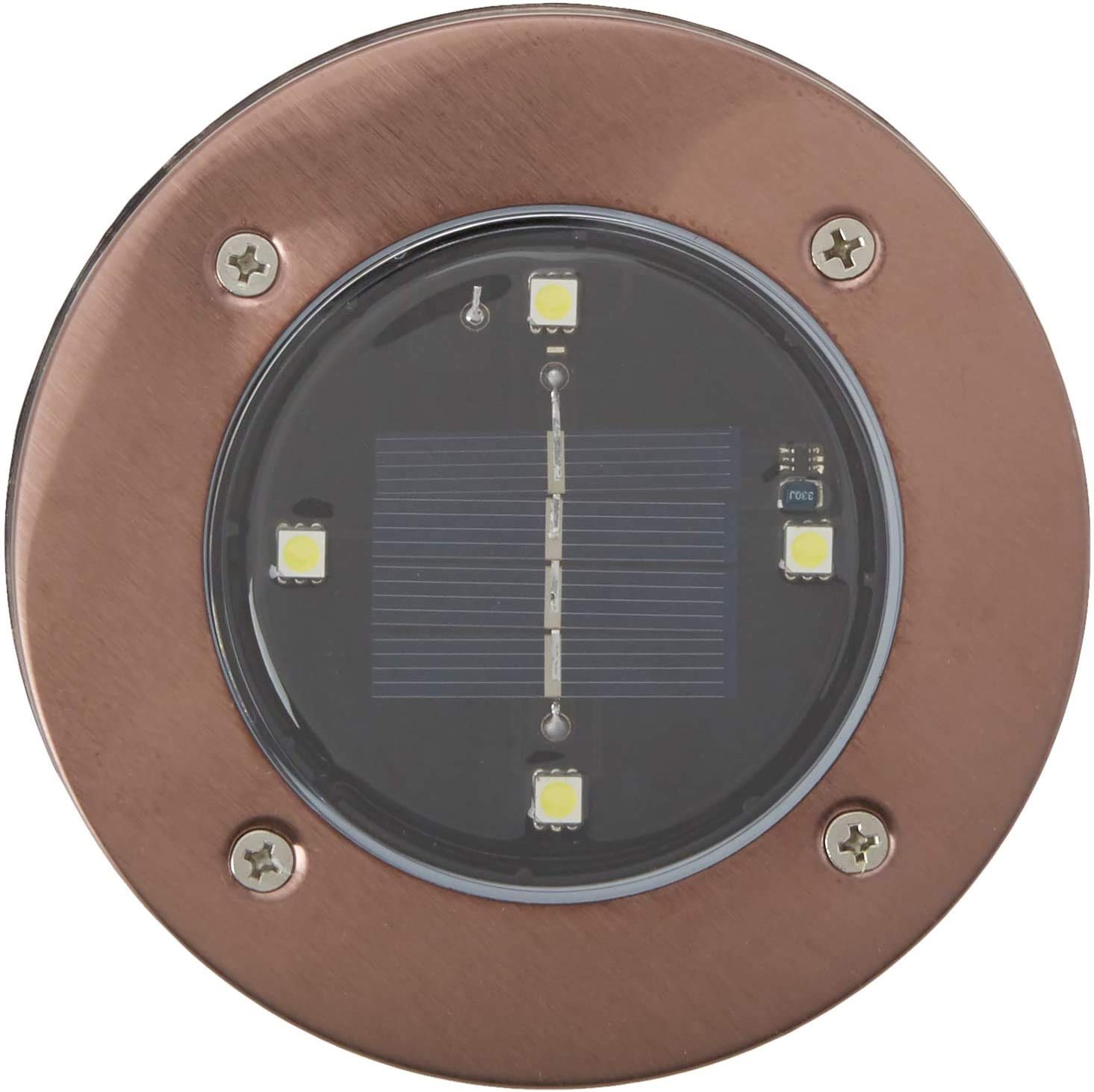 Bell+Howell Disk Lights Solar LED Outdoor 4 Pack, Weatherproof, Bronze, Model 2122