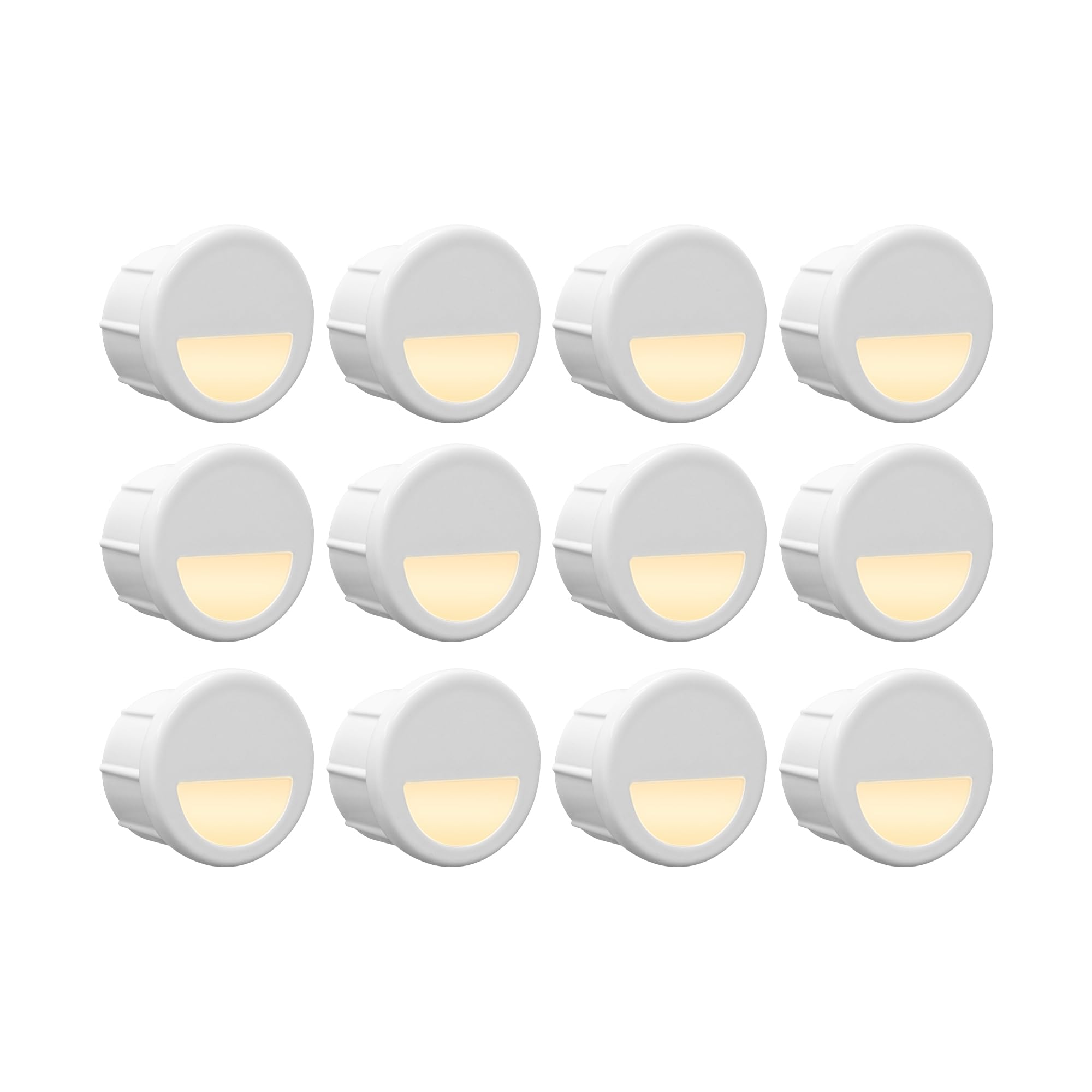 GKOLED 12 Pack Recessed Low Voltage Mini Size LED Step Riser Light, F1 Halfmoon Landscape Lighting for Outdoor Deck Stair Railin