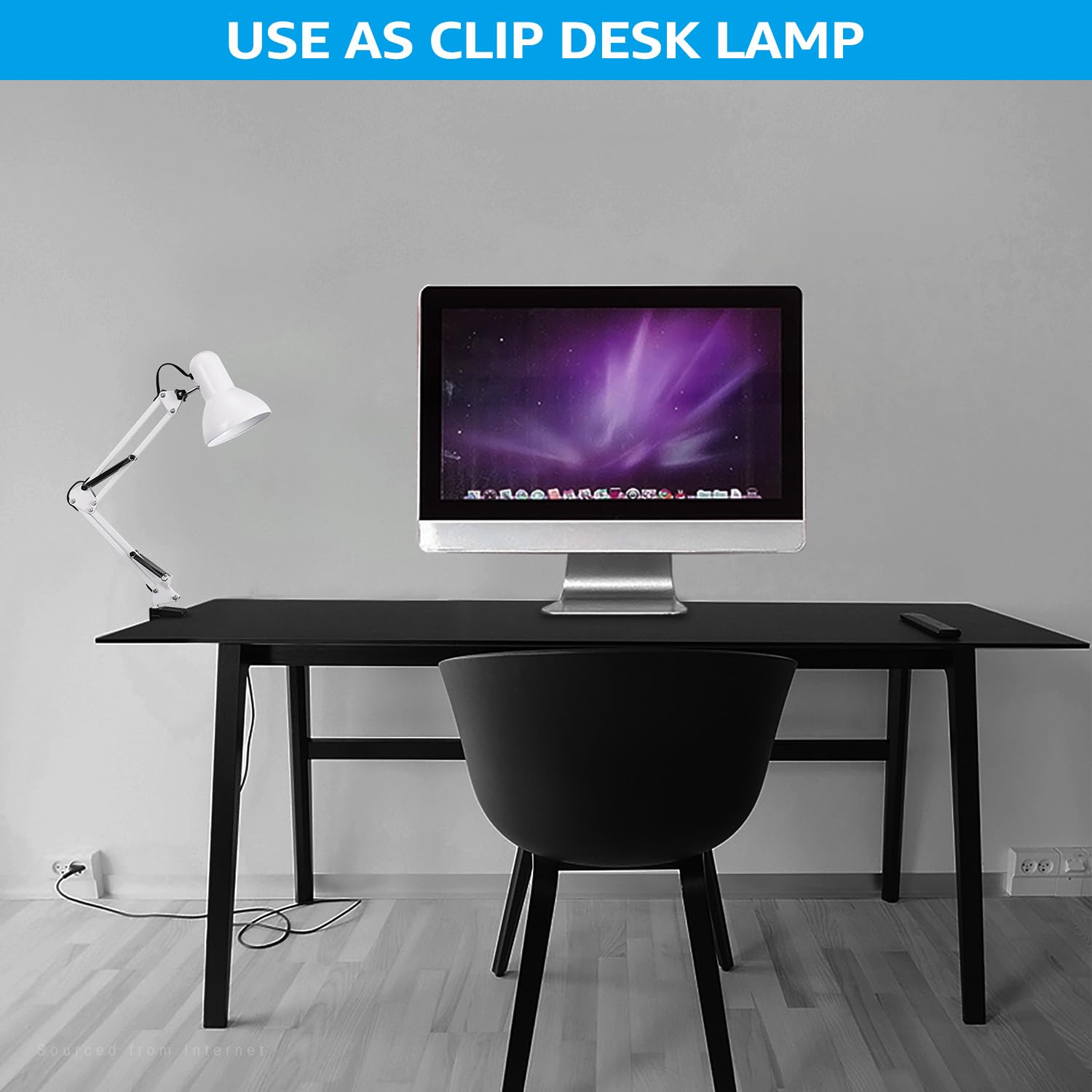 TORCHSTAR Metal Desk Lamp, Adjustable Gooseneck, Clamp Design, White, Model R1-ATSADEK-40WMWHT-V2, Ideal for Home Office & Study