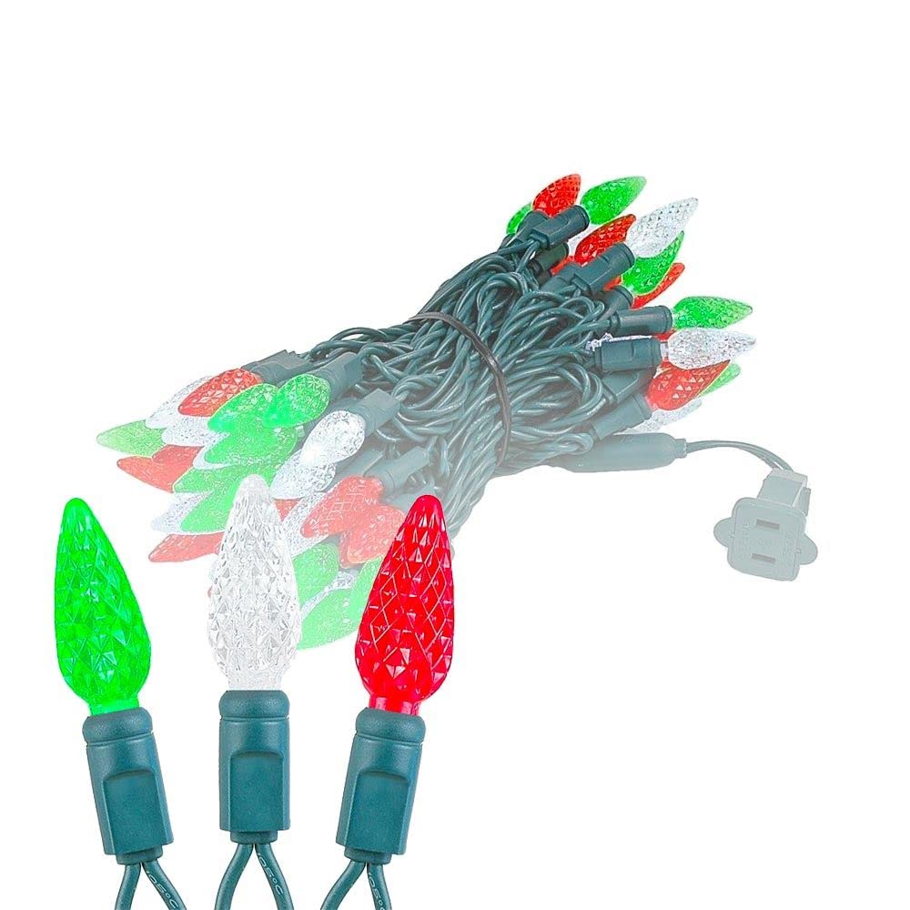 ???Novelty Lights 24FT 70 LED C6 LED Christmas String Lights, Outdoor Christmas Tree Commercial Grade LED String Lights, Permanent Christmas Lights Outdoor Tree Decorations Outdoor (Red/Green/Pure