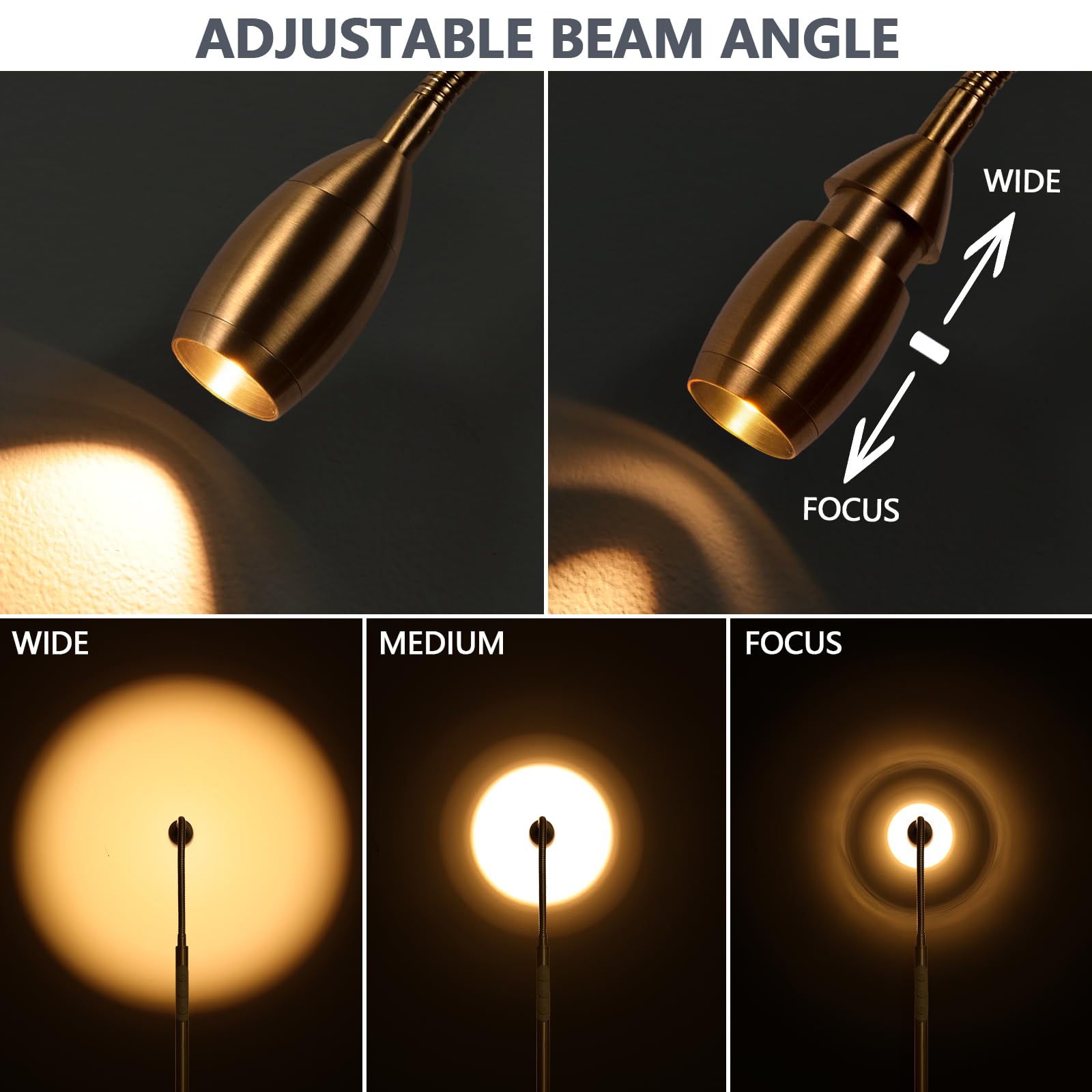 Reading Floor Lamp, 72'' Tall Led Lamp With Flexible Gooseneck, Dimmable Zoomable Spotlight, Adjustable Color Beam Standing Lamp