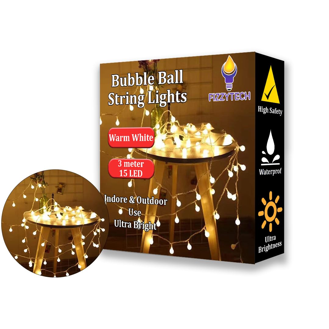 fizzytech Bubble Ball String Lights for Indoor Outdoor Fairy Lights for Bedroom Decoration Diwali Diwali Christmas Navratri Home