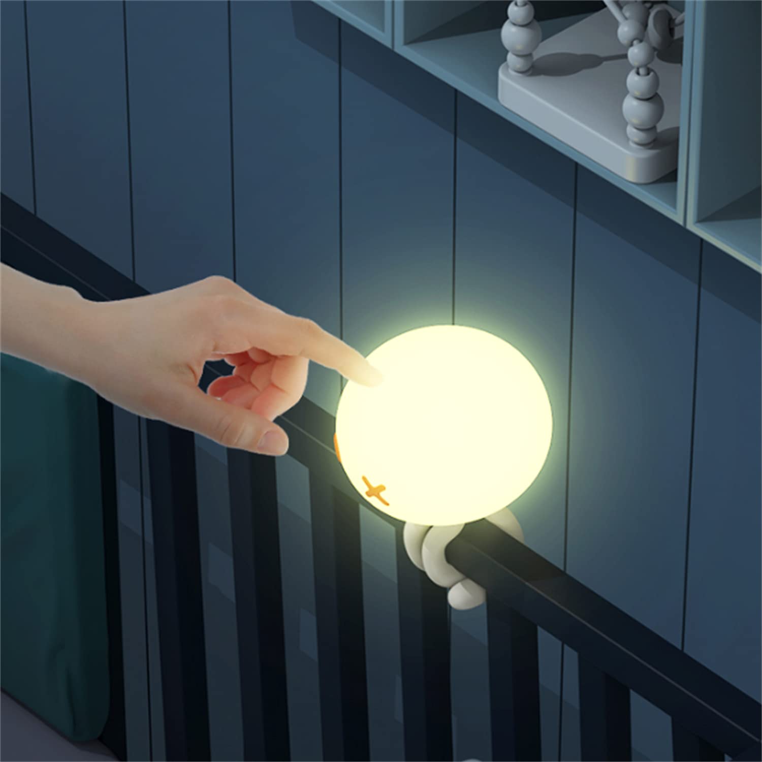 Kids Rechargeable LED Night Light  Dimmable Baby Touch Control Lights with Charging 1800mAh  Lovely Jellyfish Shape (Blue + IR R