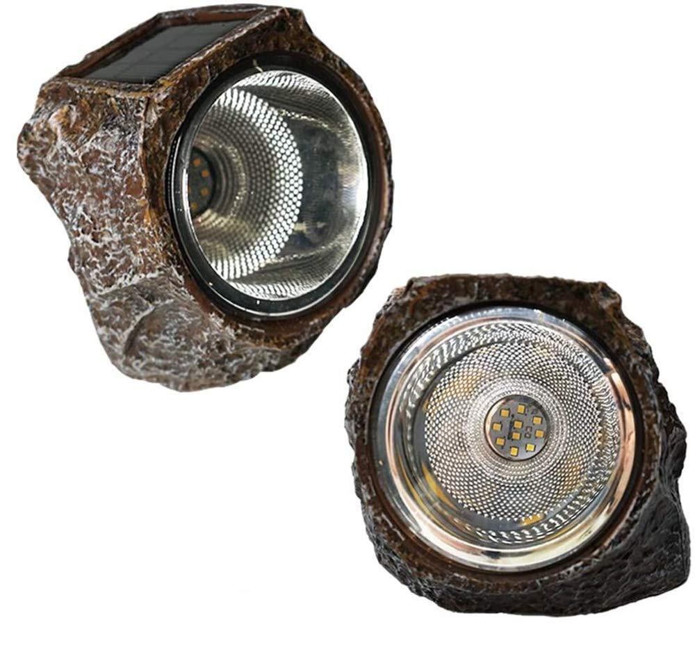 SunKite Solar Powered Rock Light, 10 LED Waterproof Garden Stone Lights, Brown, Model 758648052188, 2 Pack