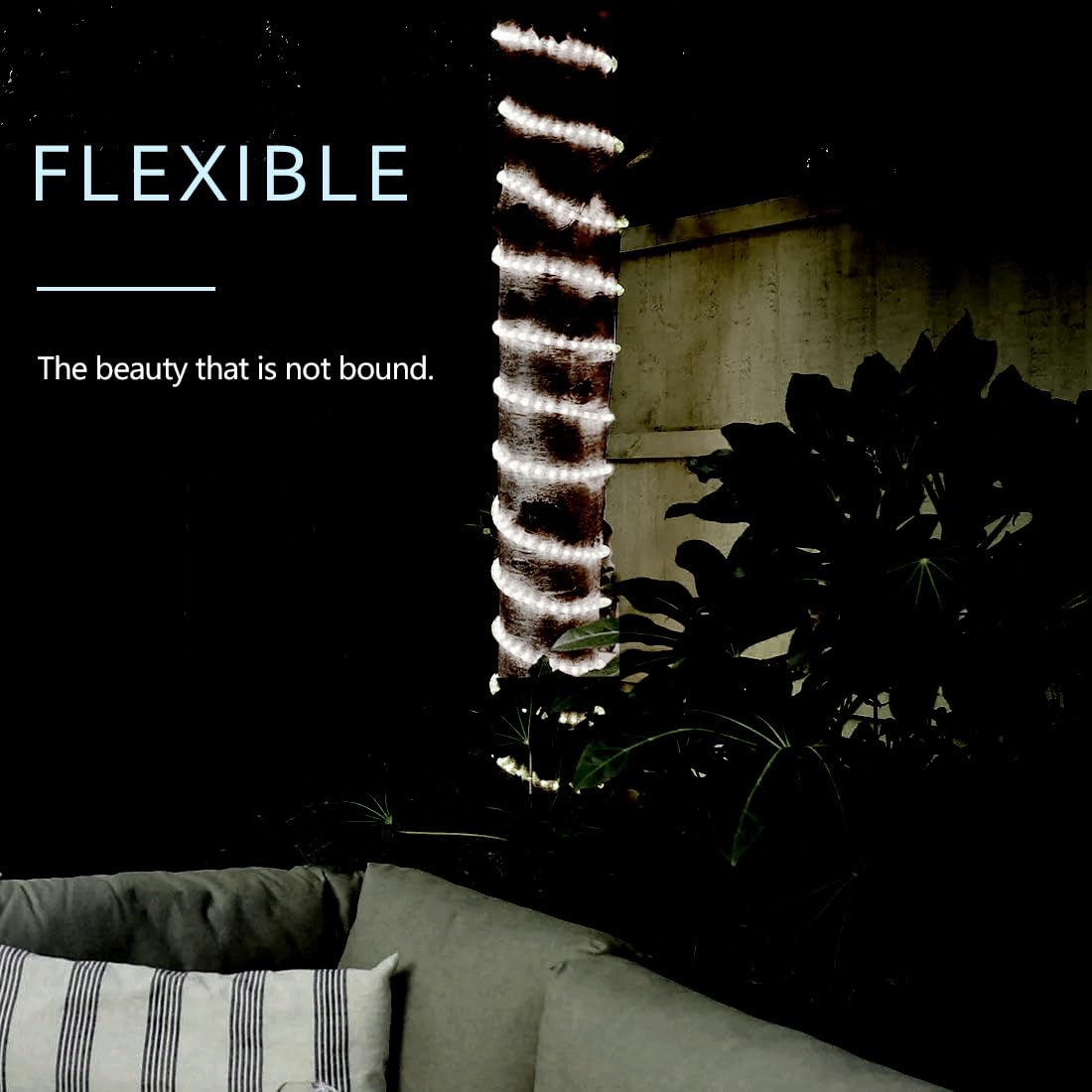 FOEERS 10ft LED Rope Lights, 108 Flexible Cool White Tube Lights for Bedroom, Garden, Patio, Christmas Decoration