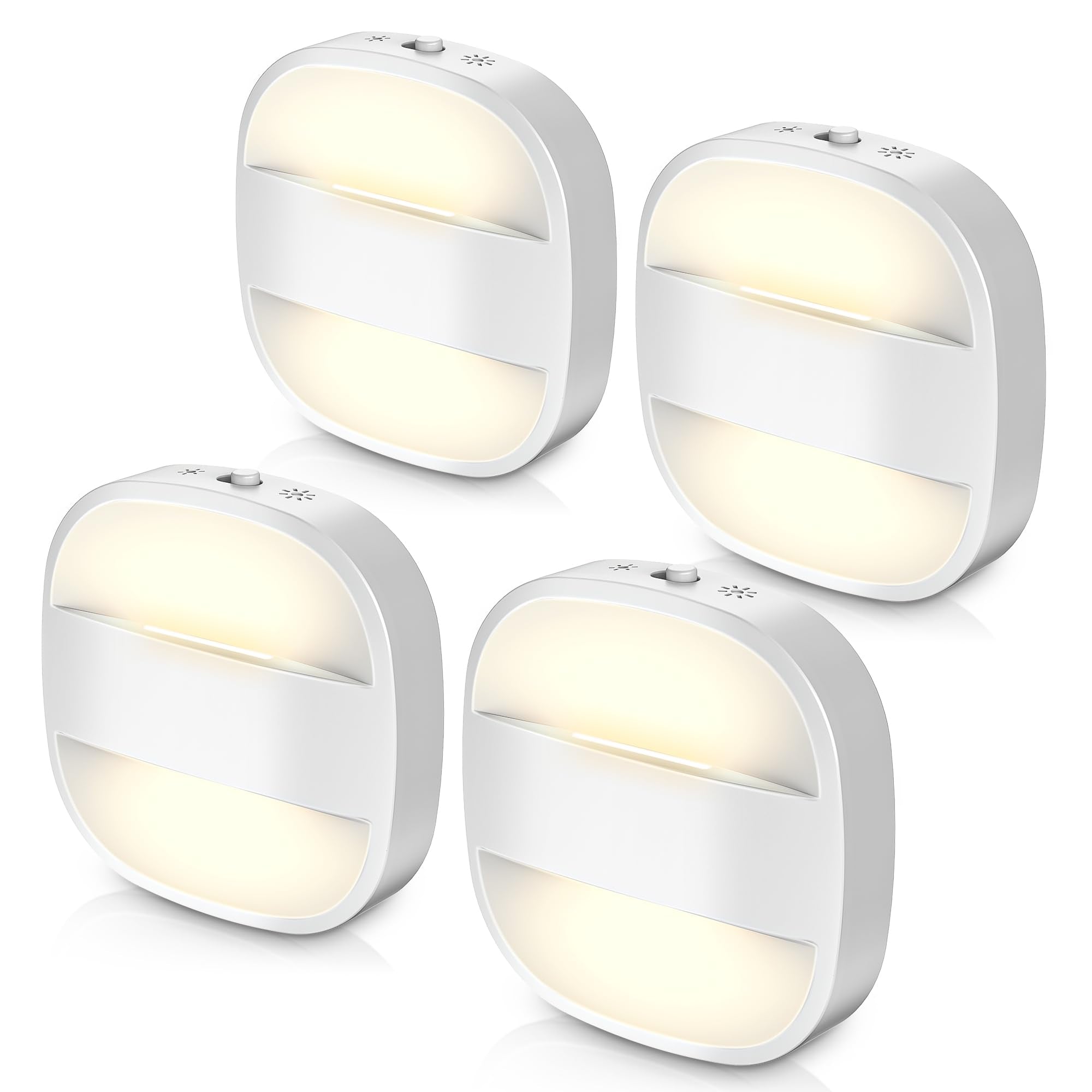 DORESshop Led Night Lights Plug Into Wall  4 Packs Foldable Plug in Night Light Portable Dimmable Mini with Dusk to Dawn Sensor  3000K Ideal Travel Night Light for Bedroom  Stairs  Hallway