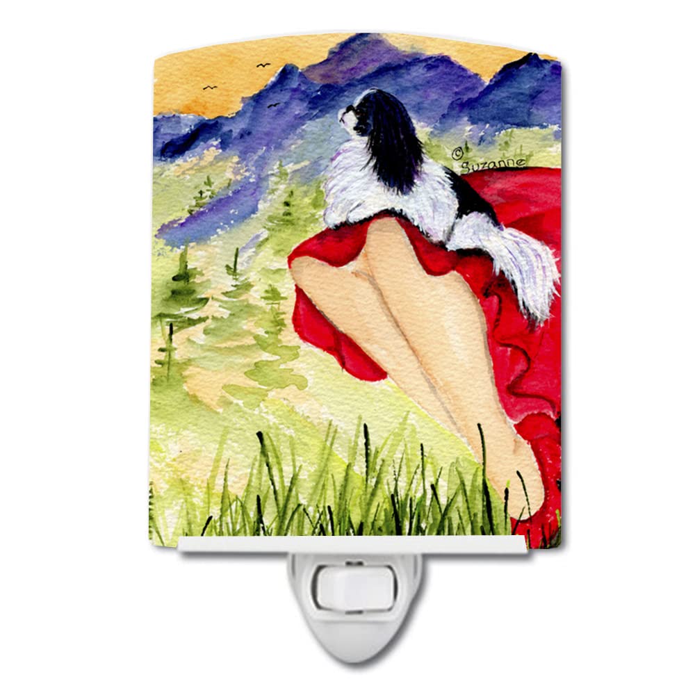 Carolines Treasures Ceramic Night Light, Lady with Japanese Chin, UL-Certified, 6x4x3 inches, Multicolor, Model SS8524CNL