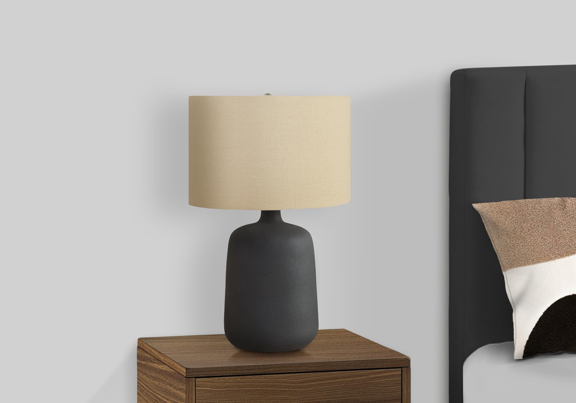 Monarch Specialties I 9635 Table Lamp - Black Ceramic, Beige Shade, 15"L x 15"W x 23.5"H, Contemporary Design
